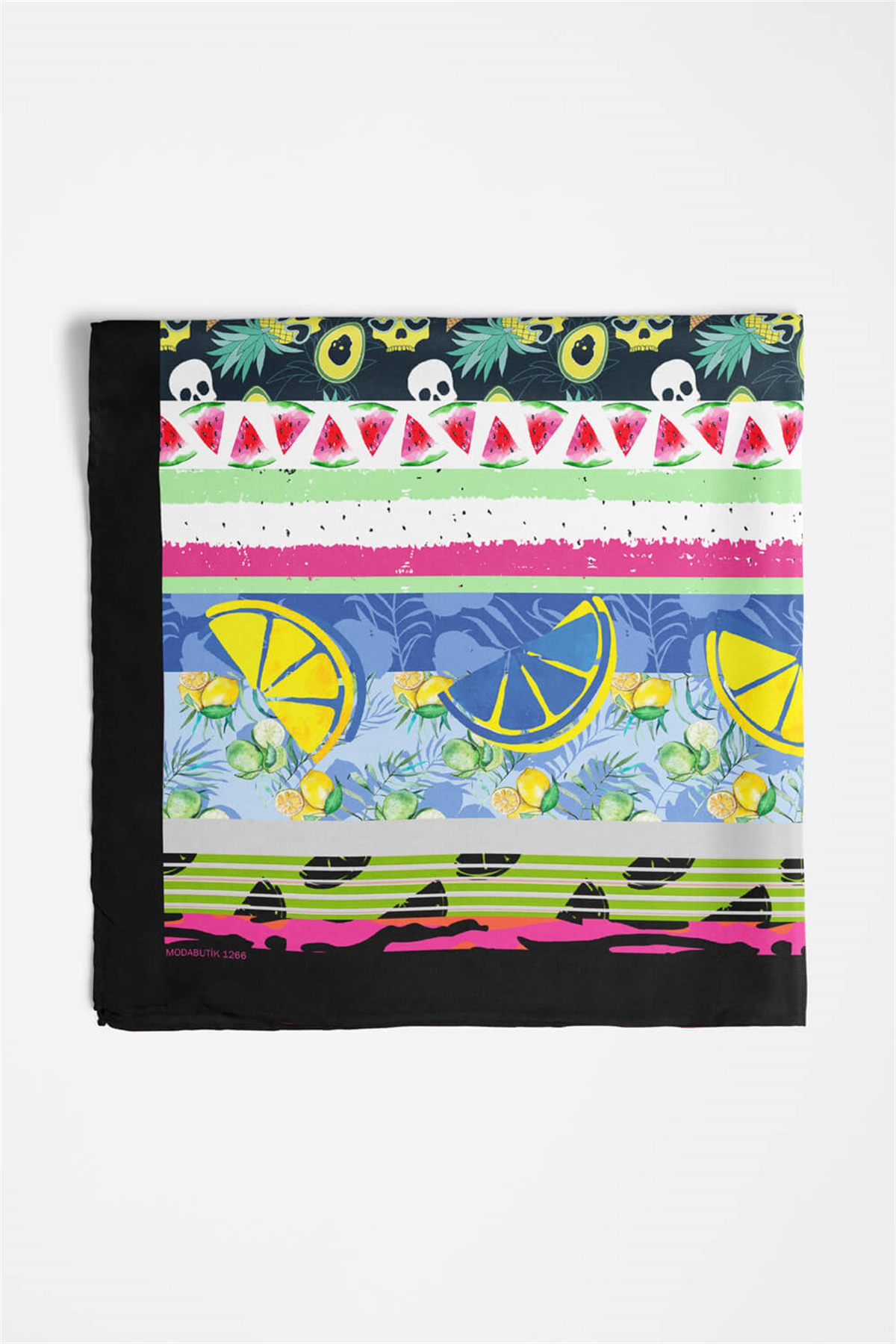 Z25 Kadın Yeşil Meyve Desenli 50x50 Bandana HYL DG01266-22