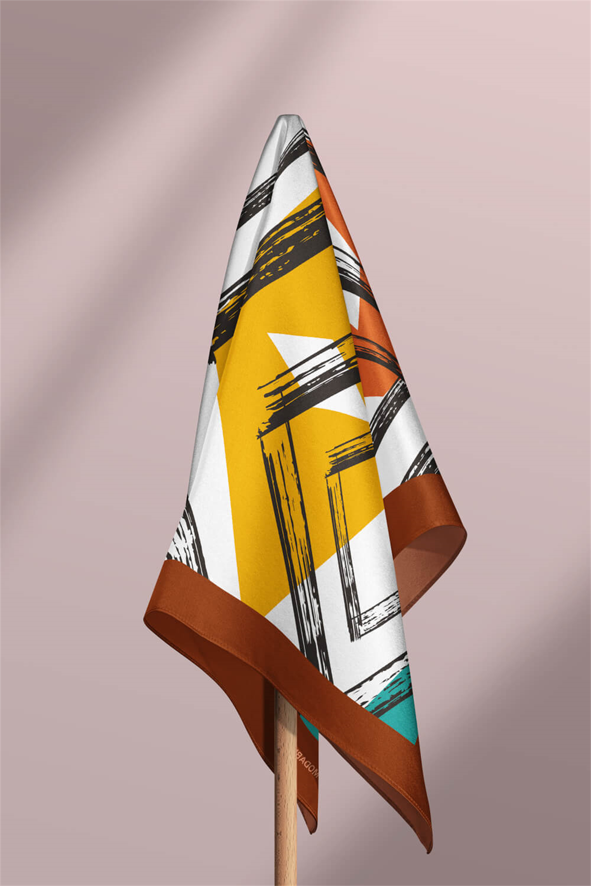 V24 Kadın Geometrik Desenli Bandana 50x50 Yeşil DG0447-22