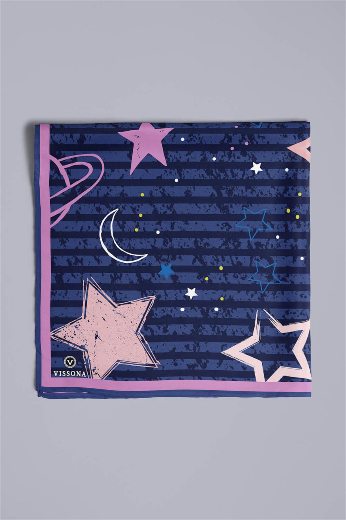 Vissona Yıldız Desenli İpek Bandana