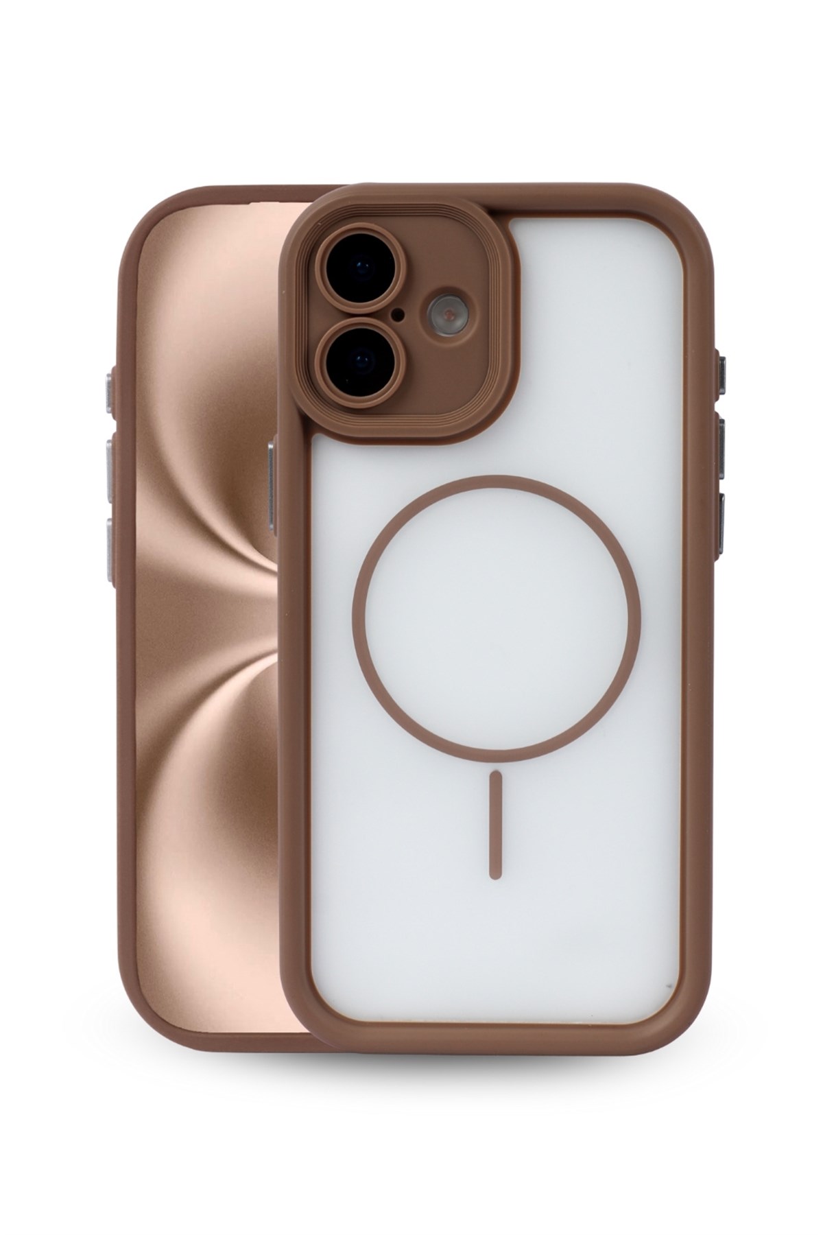 iPhone 16 Plus Kılıf – Kamera Korumalı – MagSafe Uyumlu – Haki Renk – Mat Silikon Telefon Kılıfı