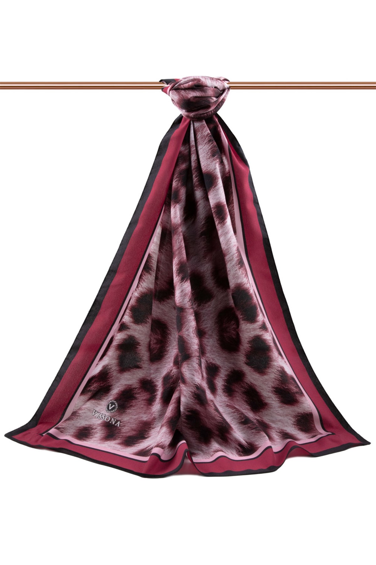 KREP LEOPAR DESENLİ BORDO RENKLİ 75X195 KIRIŞMAZ ŞAL