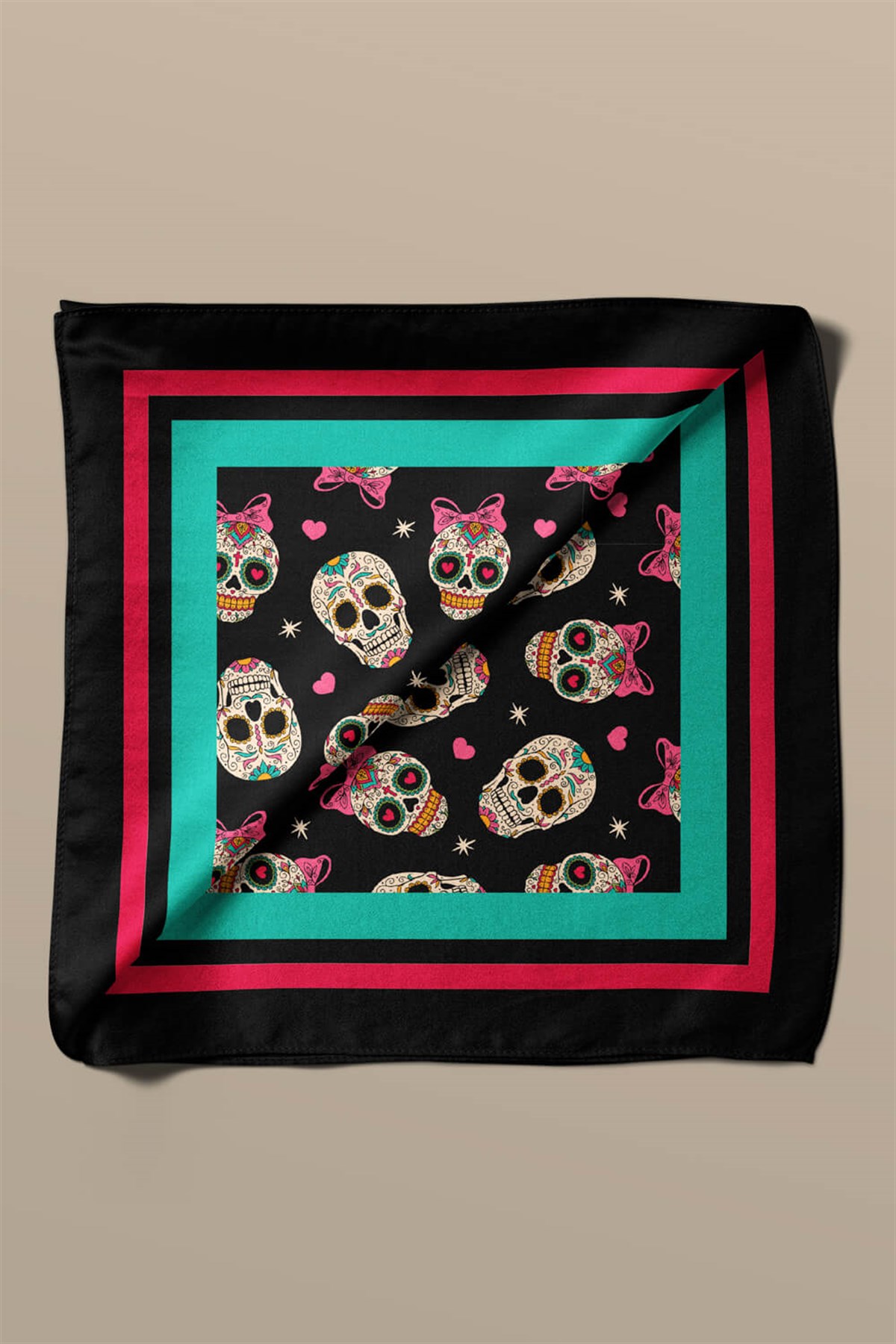 Violla G20 Kadın Kurukafa Desenli 50x50 Bandana HYL DG01389-22