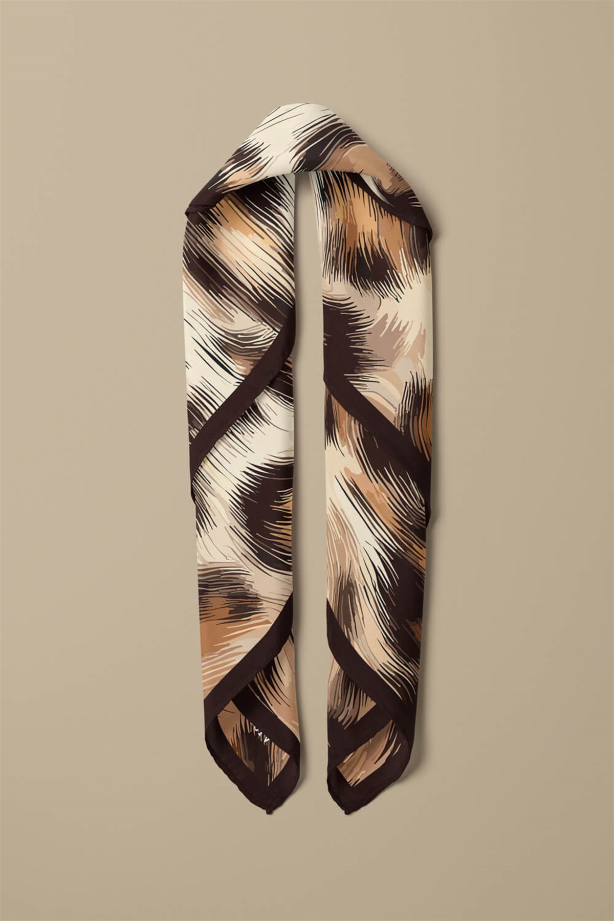 I75 %100 İpek Leopar Desenli Kadın Bandana