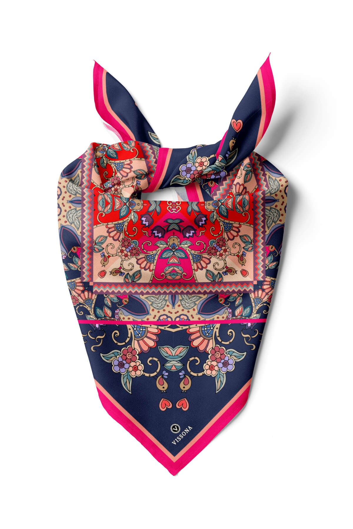 %100 İpek Etnik Desenli Kadın Bandana