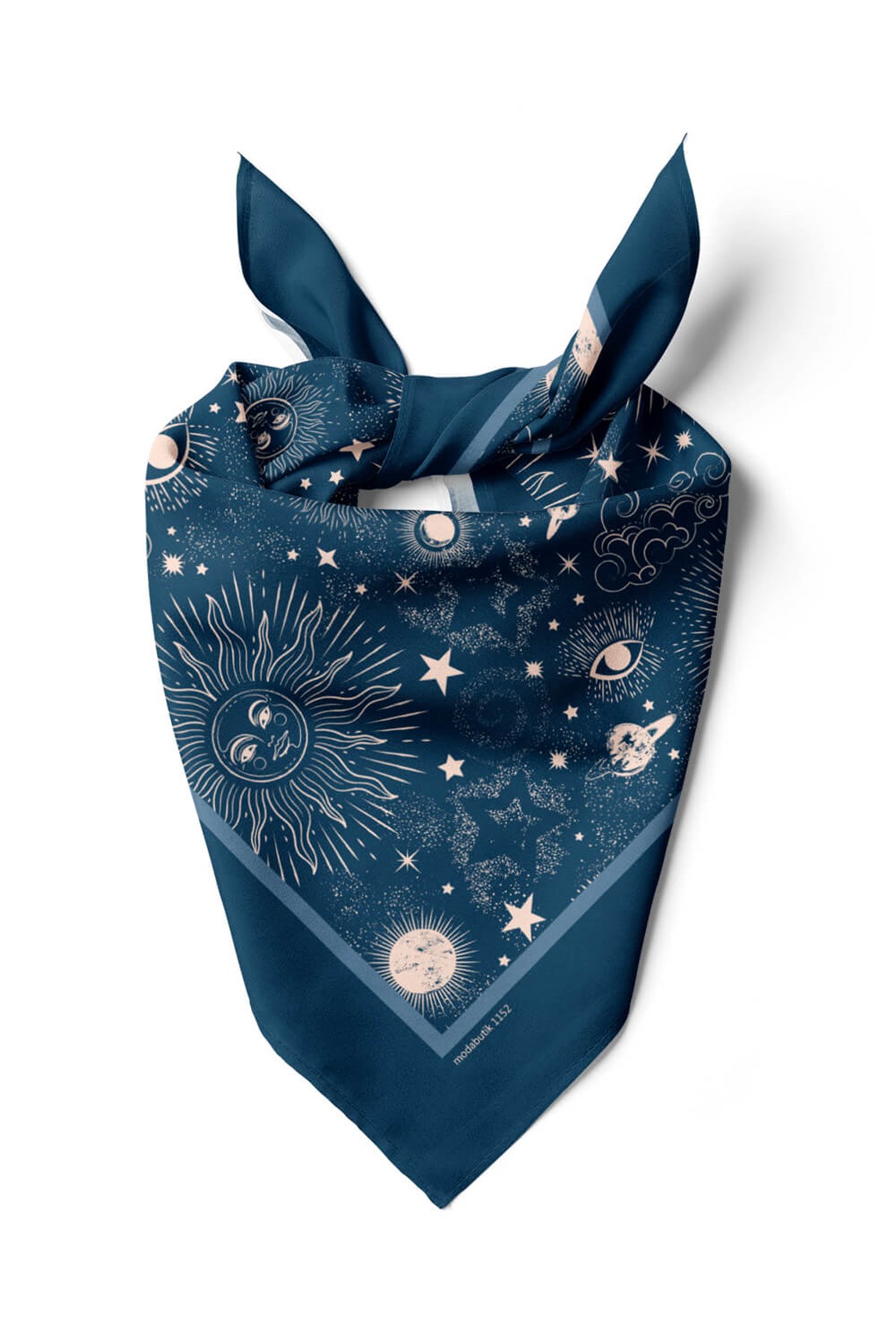 Violla F37 Kadın Lacivert Beyaz Moon Desenli Bandana DG1152