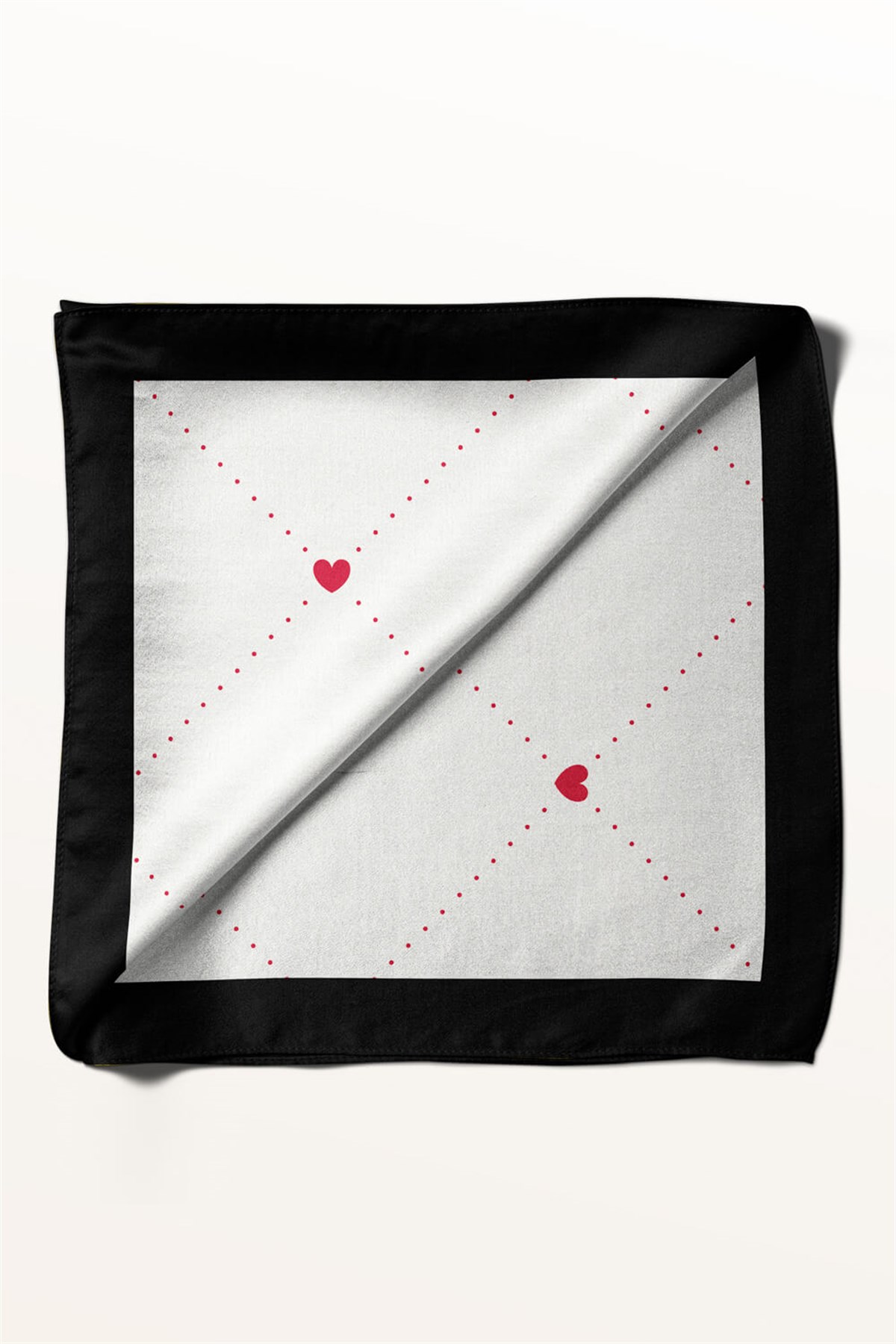 Violla A50 Kadın Kare Kalp Desenli Bandana 50x50 DG0268-22