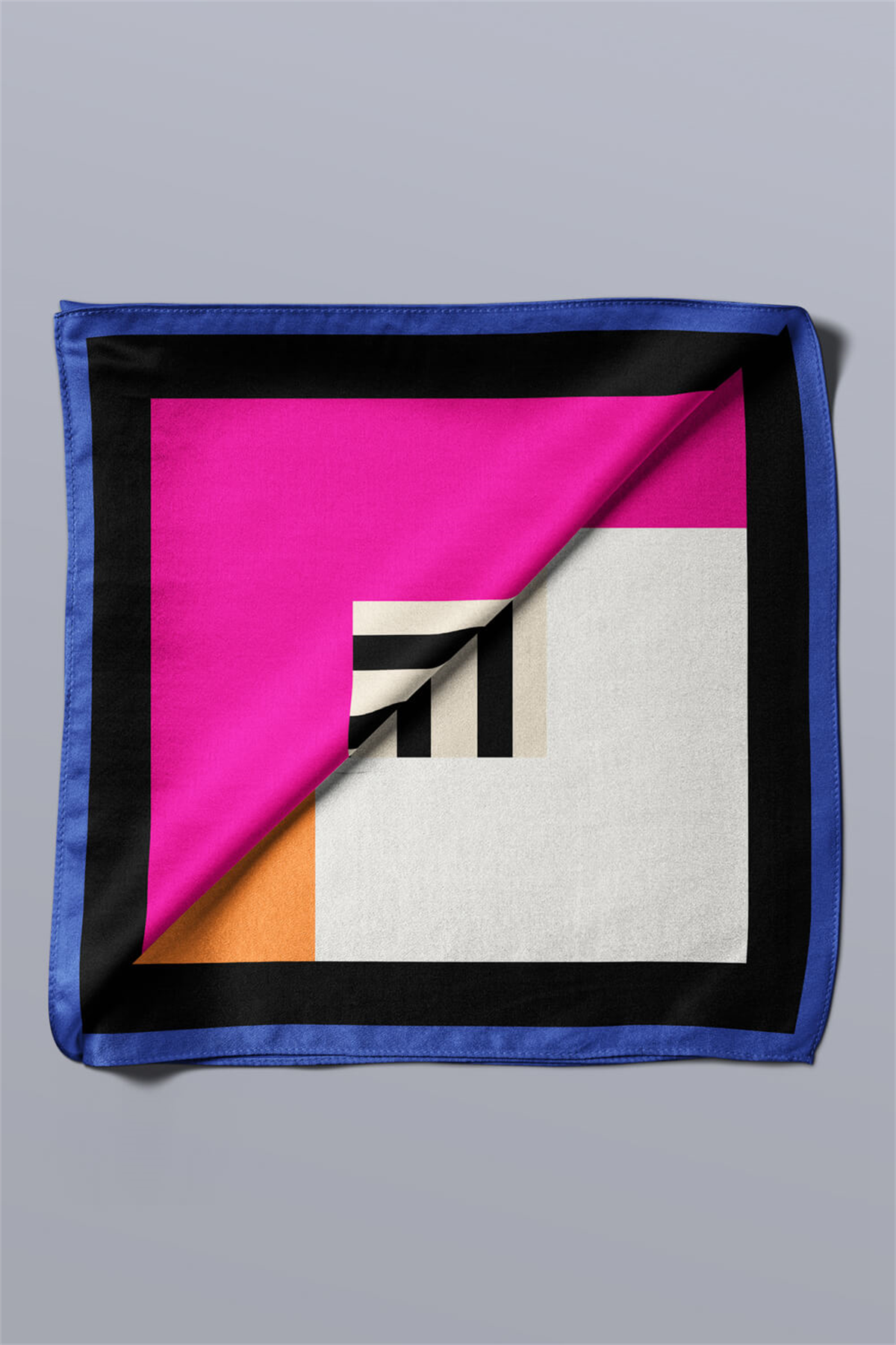 G60 Kadın Turuncu Kare Desenli 50x50 Bandana