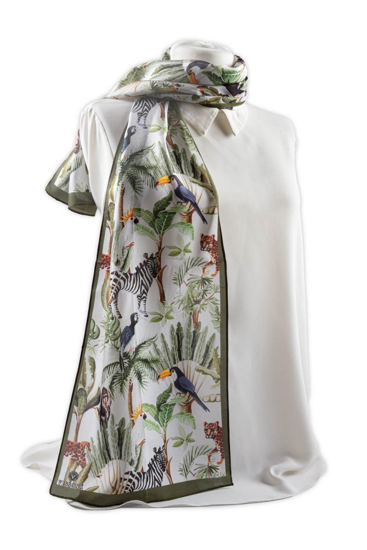 I82 %100 İpek Safari Desenli Kadın Fular