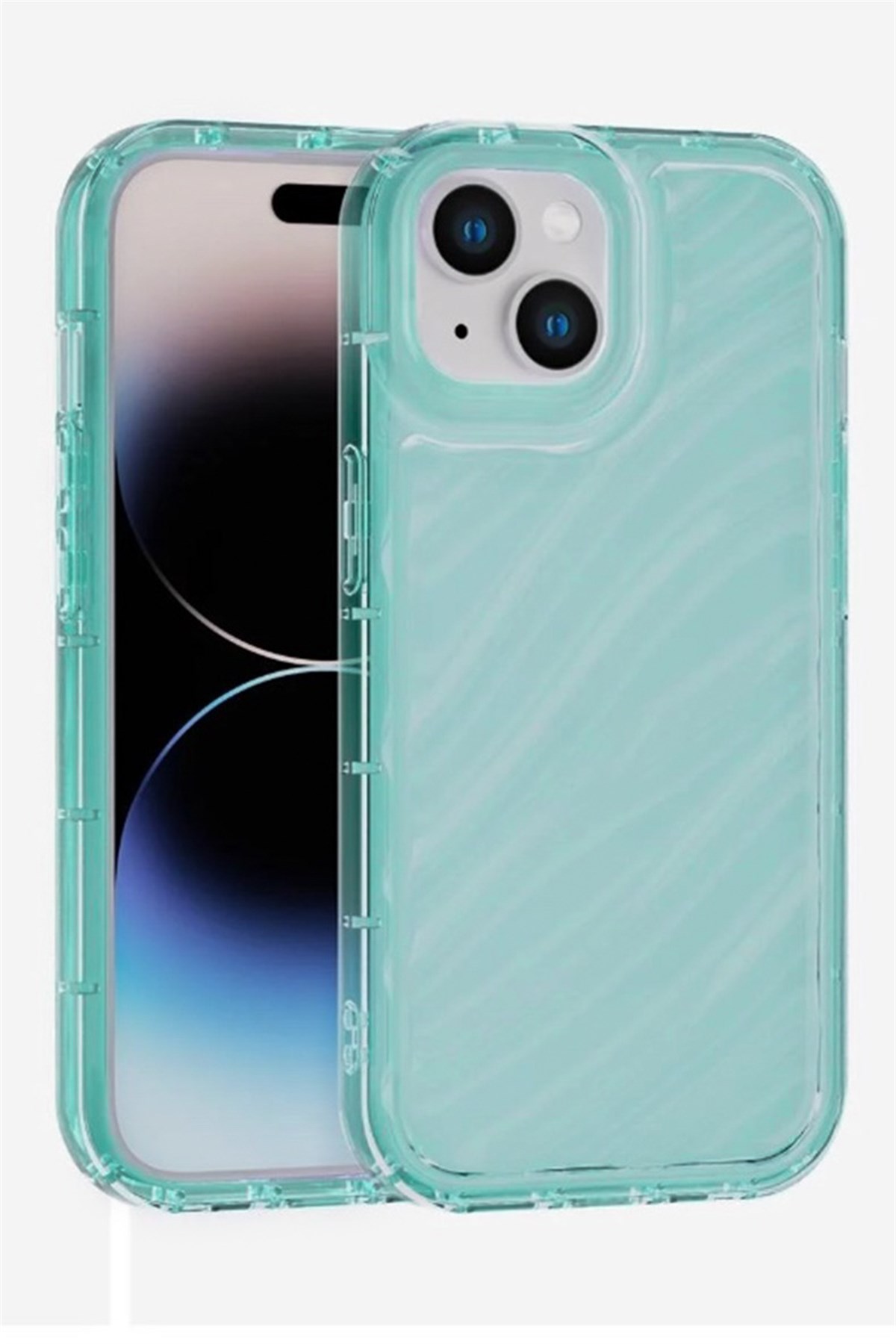 iPhone 15 Kılıf – Kabartmalı Parlak Desenli Darbe Emici Silikon Telefon Kılıfı