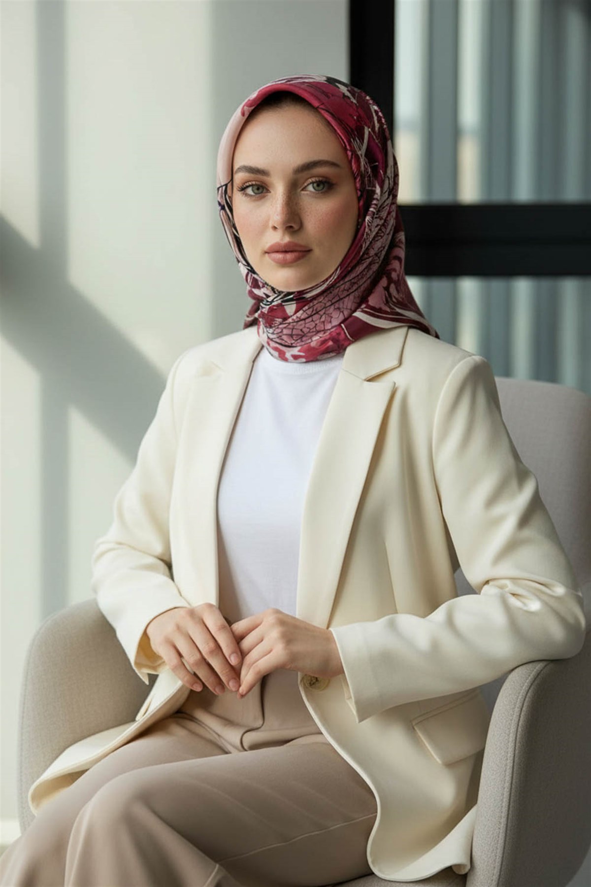 %100 Twill İpek Yaprak Desenli Bordo - Siyah Renkli 90x90 Eşarp Dikim Şekli : El Dikişi
