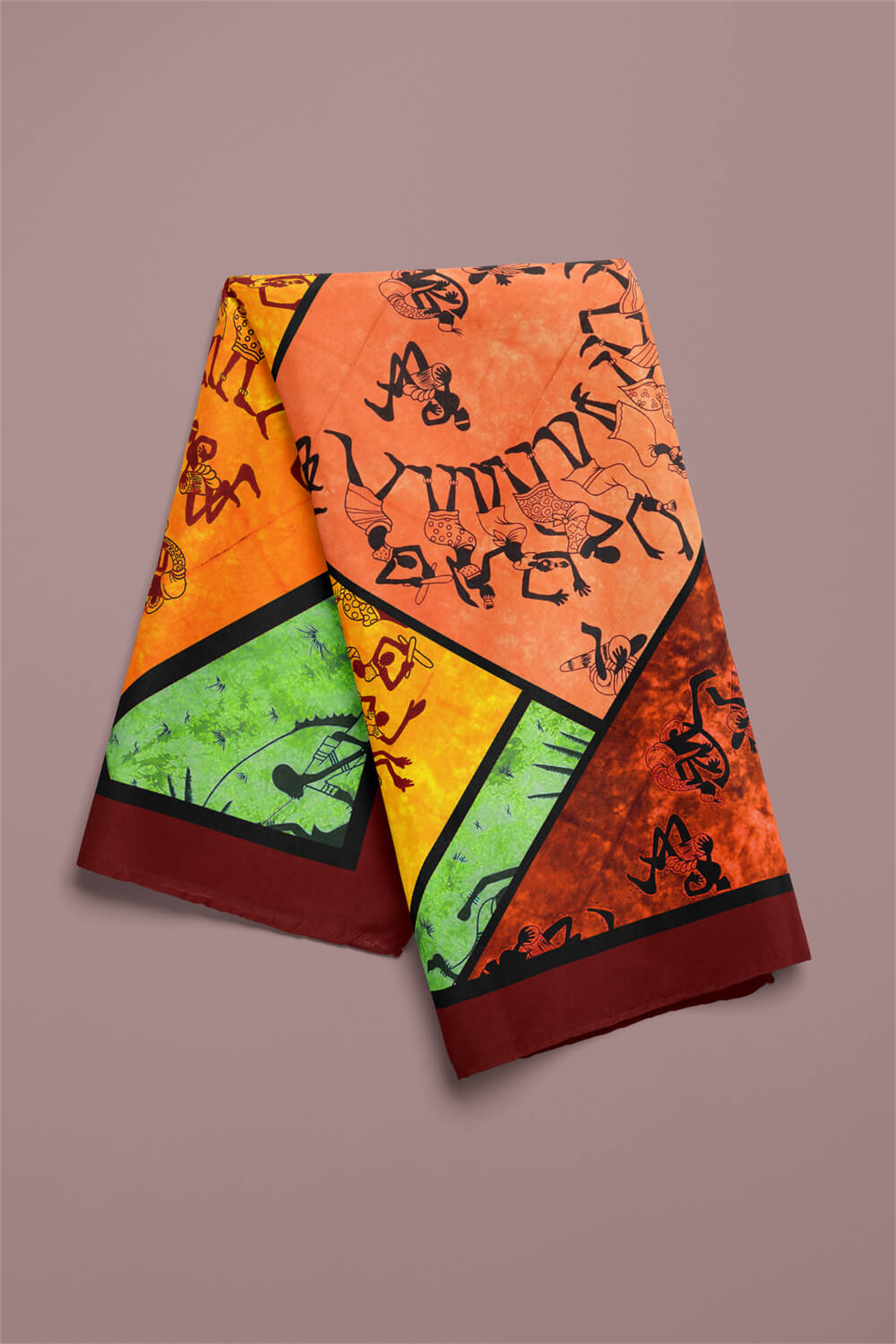 Z61 Kadın African Patchwork Desenli Bandana 50x50 DG0216-22