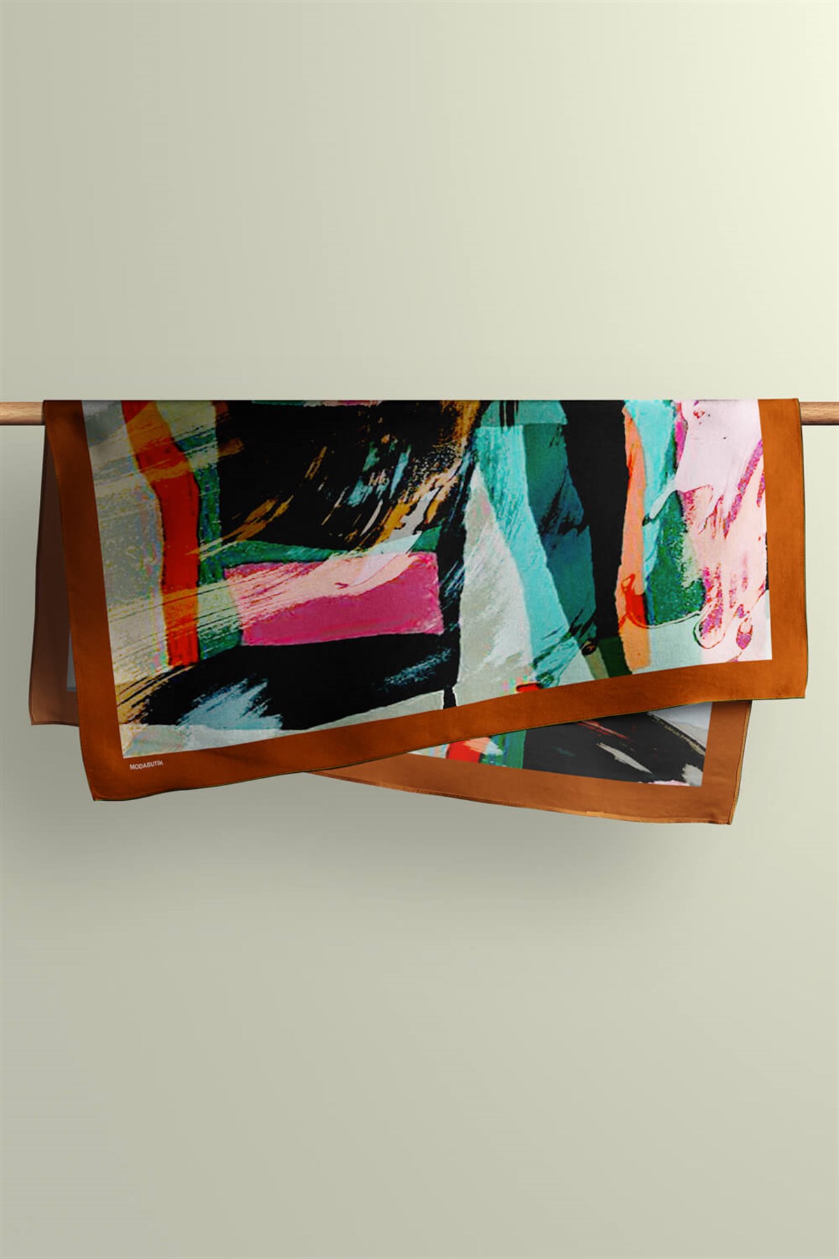 Violla Y8 Kadın Sulu Boya Desenli Bandana 50x50 Gri DG0479-22