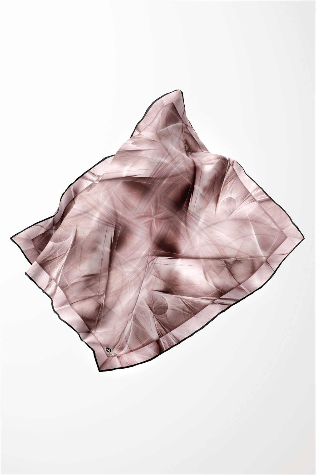 Twill Soyut Desenli Pudra Renkli 90x90 Eşarp (İpek İçermez) Dikim Şekli : El Dikişi