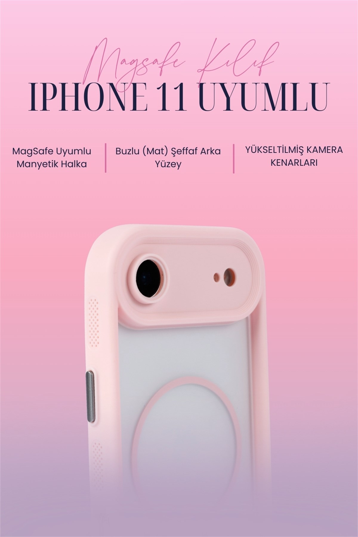 iPhone Air Kılıf – Kamera Korumalı – MagSafe Uyumlu – Pembe Renk – Mat Silikon Telefon Kılıfı