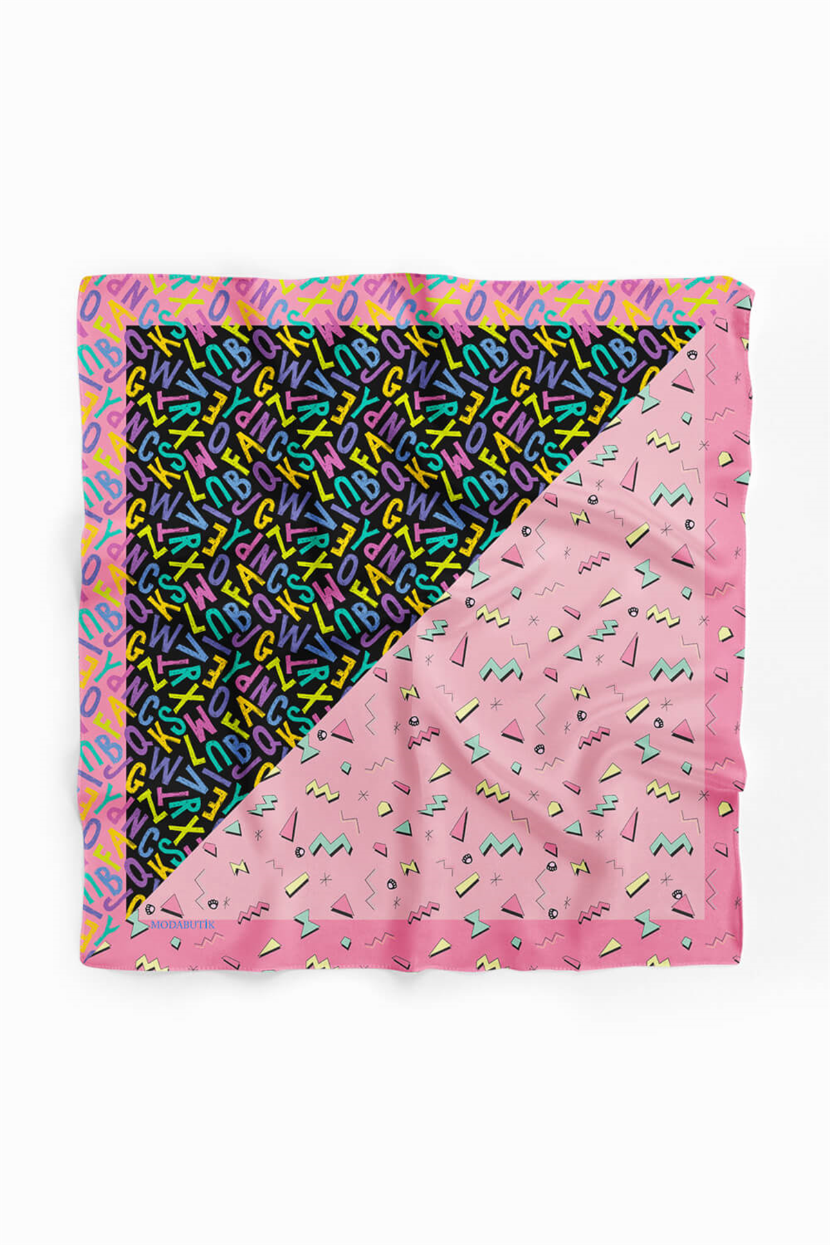 D6 Özel Üretim Letter Desenli Köpek Bandanası Pembe 50x50