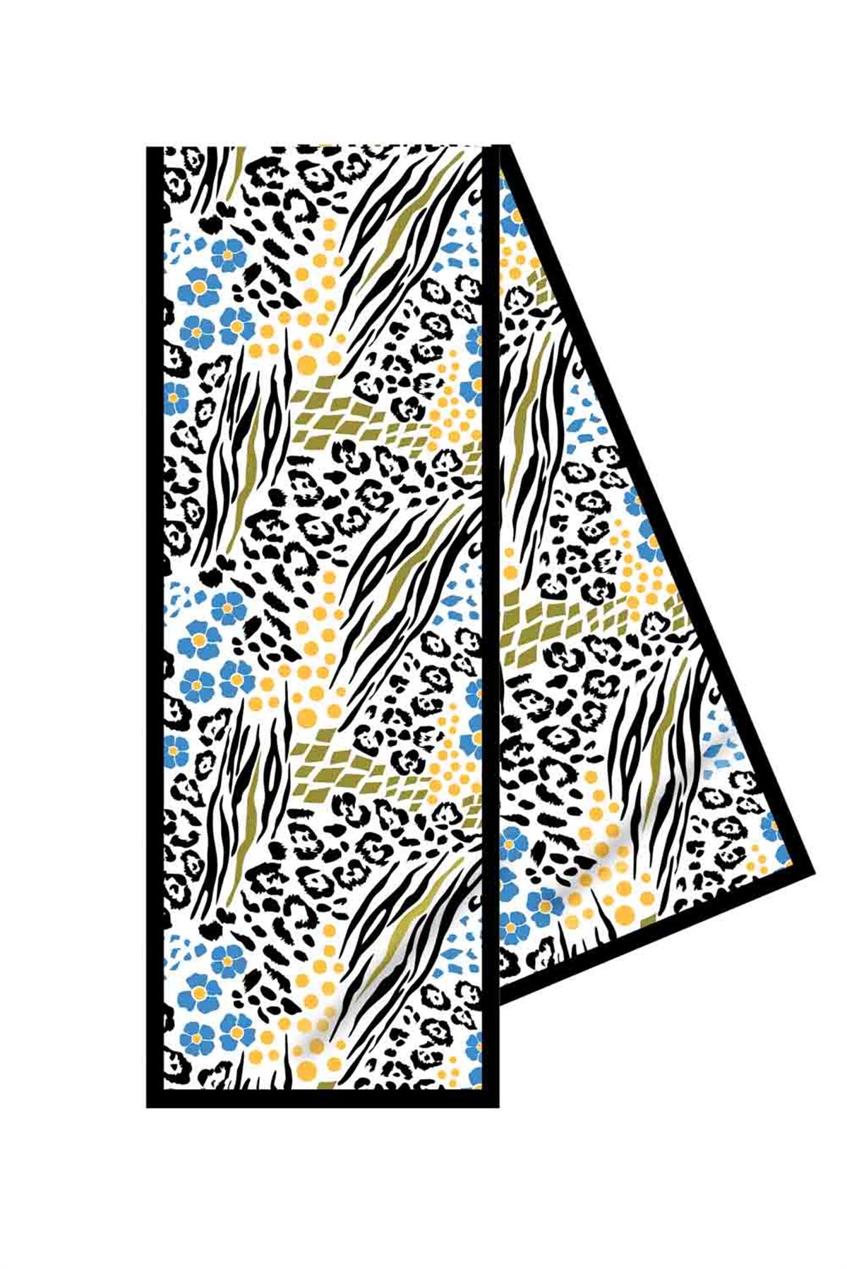 I8 Zebra ve Leopar Desenli Fular 30x140