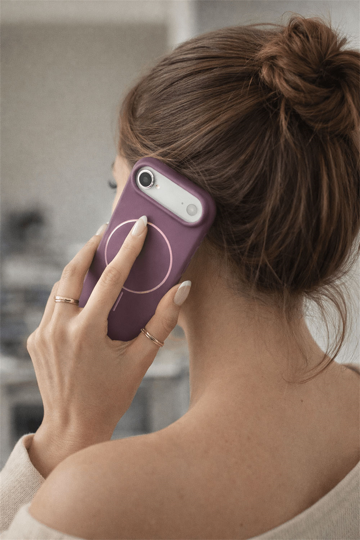 iPhone Air Uyumlu İçi Kadife Magsafe Wireless Şarz Özellikli Gül Kurusu Renkli Telefon Kılıfı