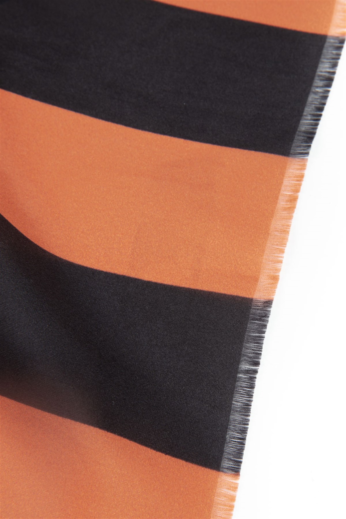 %100 İpek Şerit Ve Varak Desenli Taba - Haki Renkli 92x210 Şal