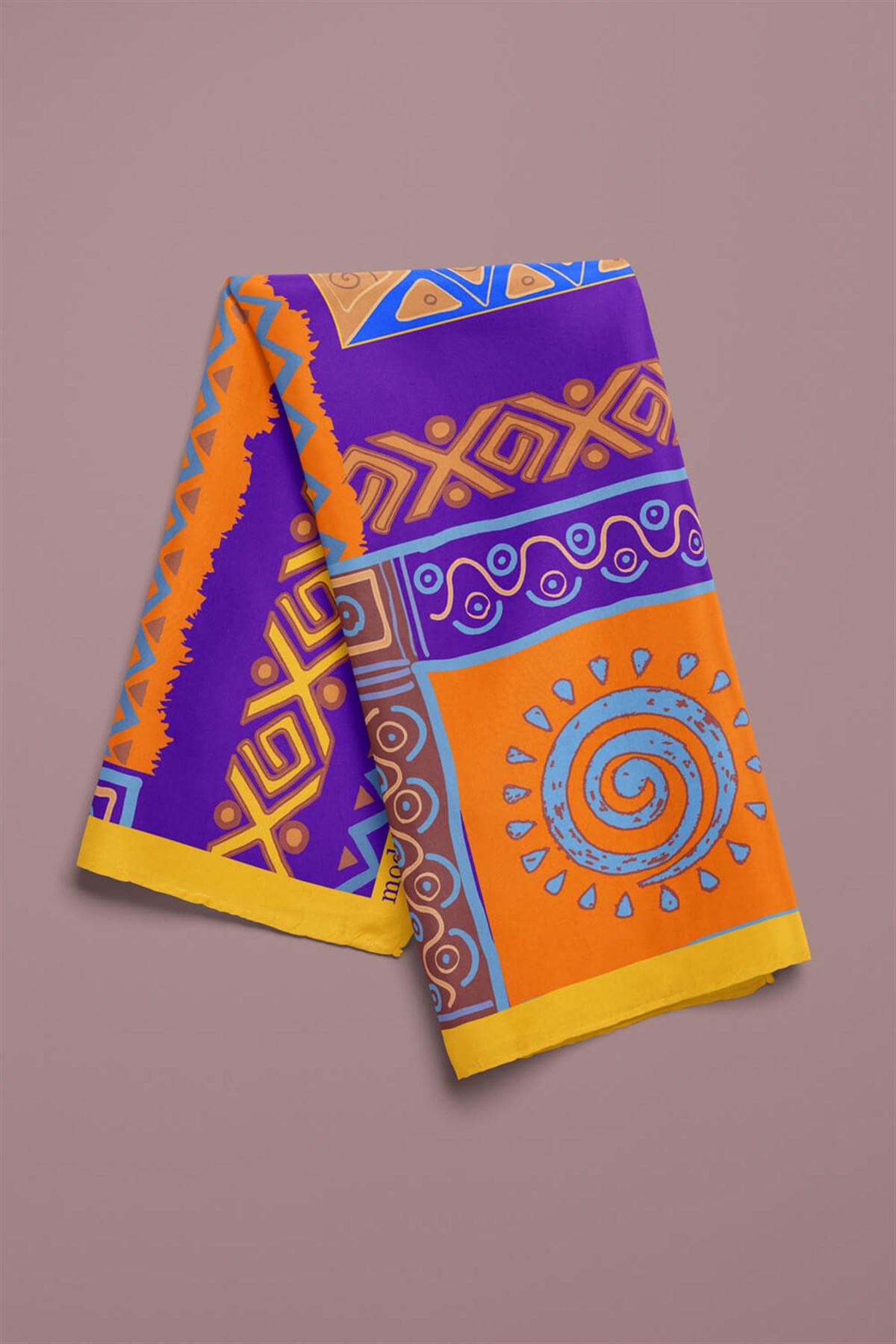 Violla B83 Kadın Etnik Desenli Bandana 50x50 Mor DG0260-22 Snz