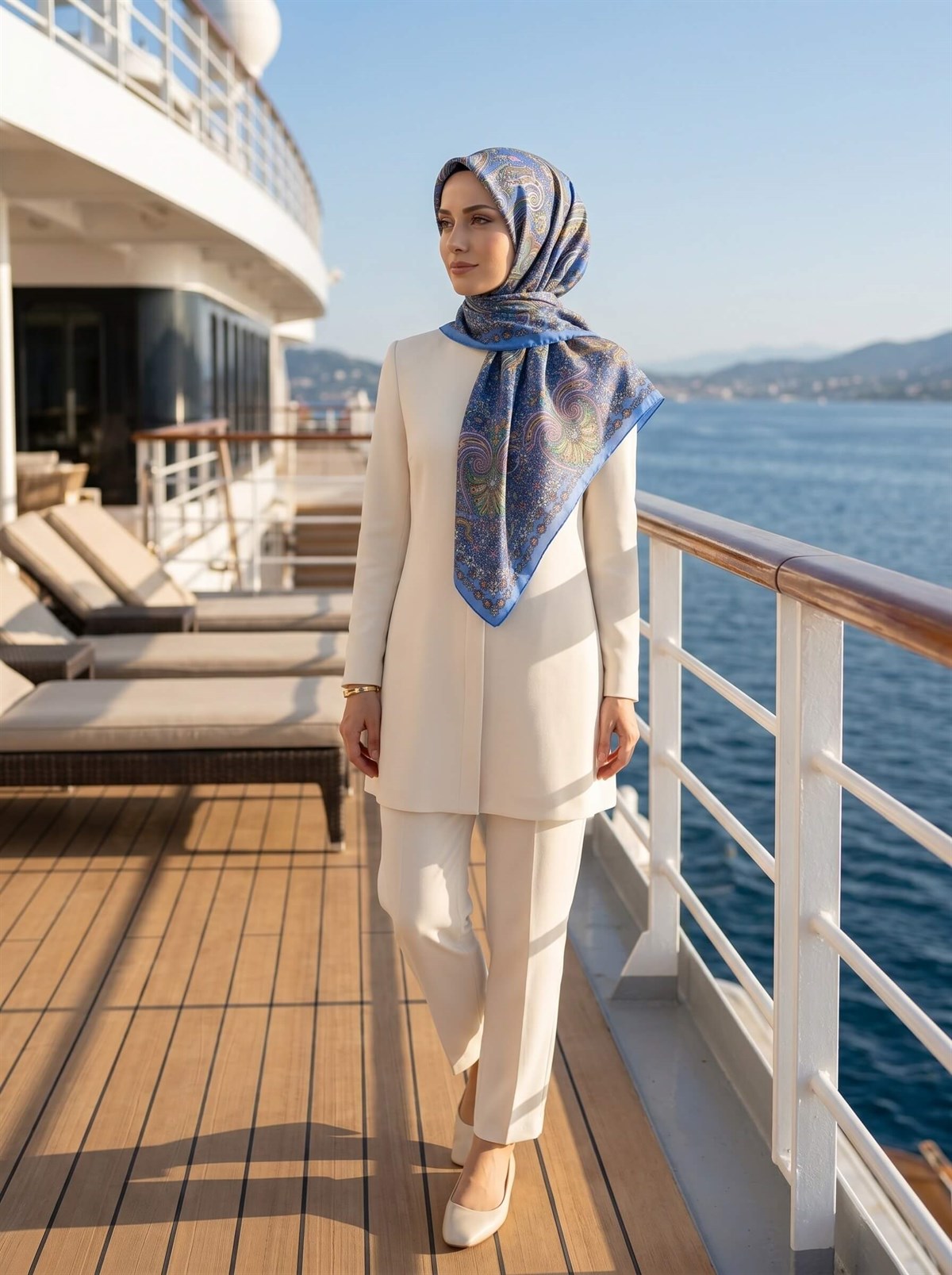 100% İpek Etro Desenli Saks - Fuşya Renkli 92x210 Şal