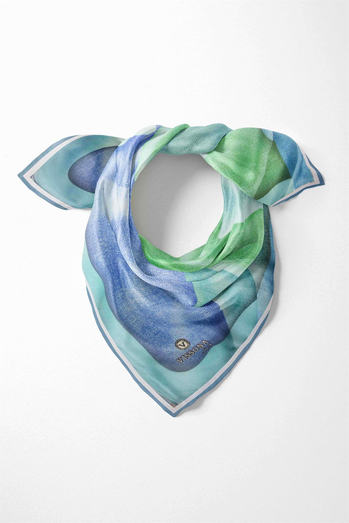 %100 İpek Kadın Desenli Bandana 80x80