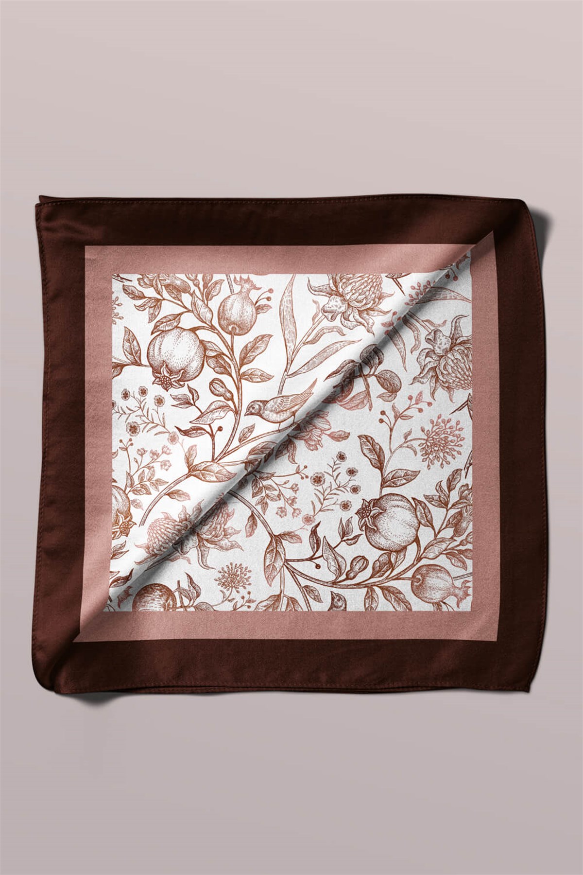 Violla F94 Kadın Kahverengi Burgeon Desenli 50x50 Bandana HYL DG0942-22