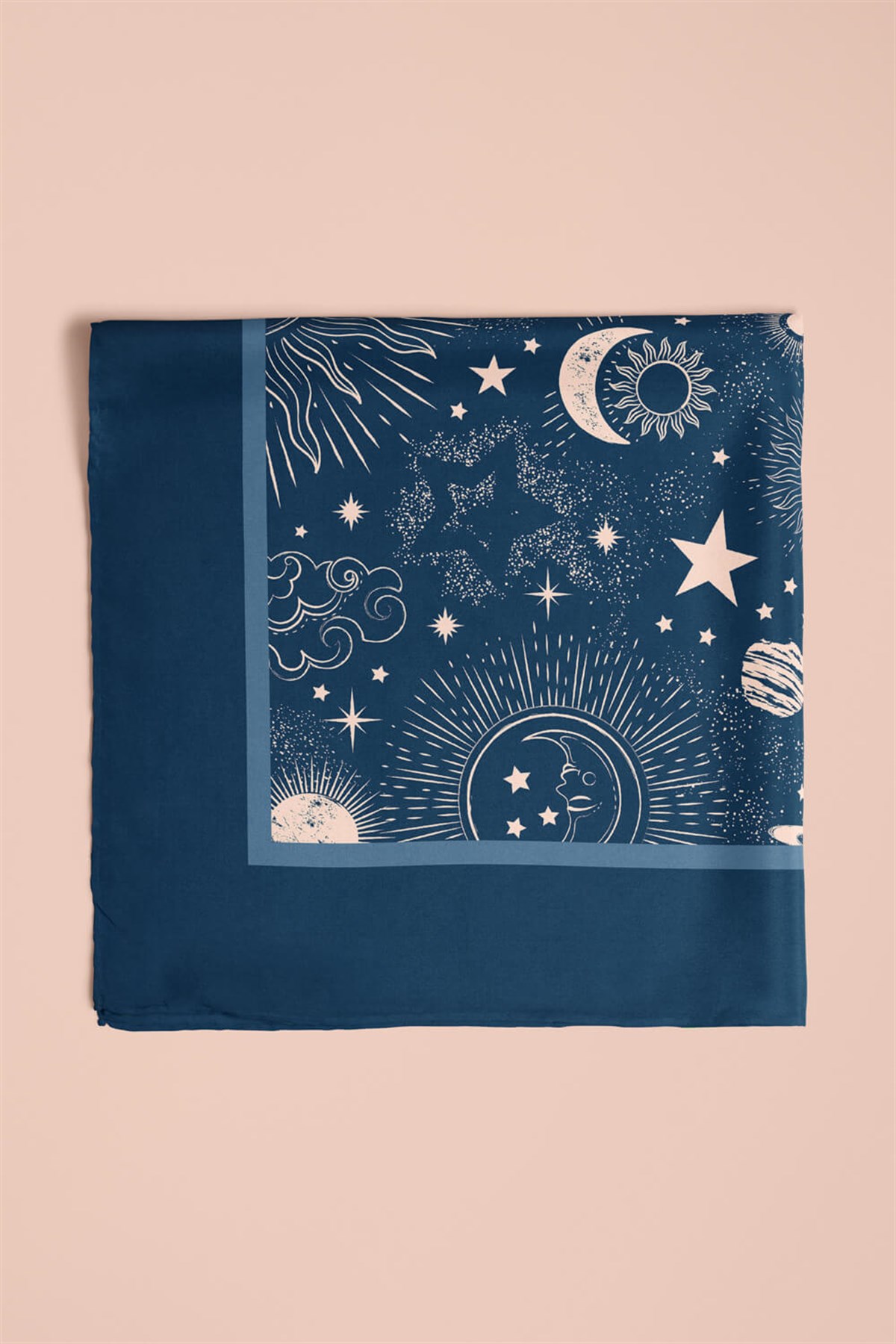 Violla F37 Kadın Lacivert Beyaz Moon Desenli Bandana DG1152