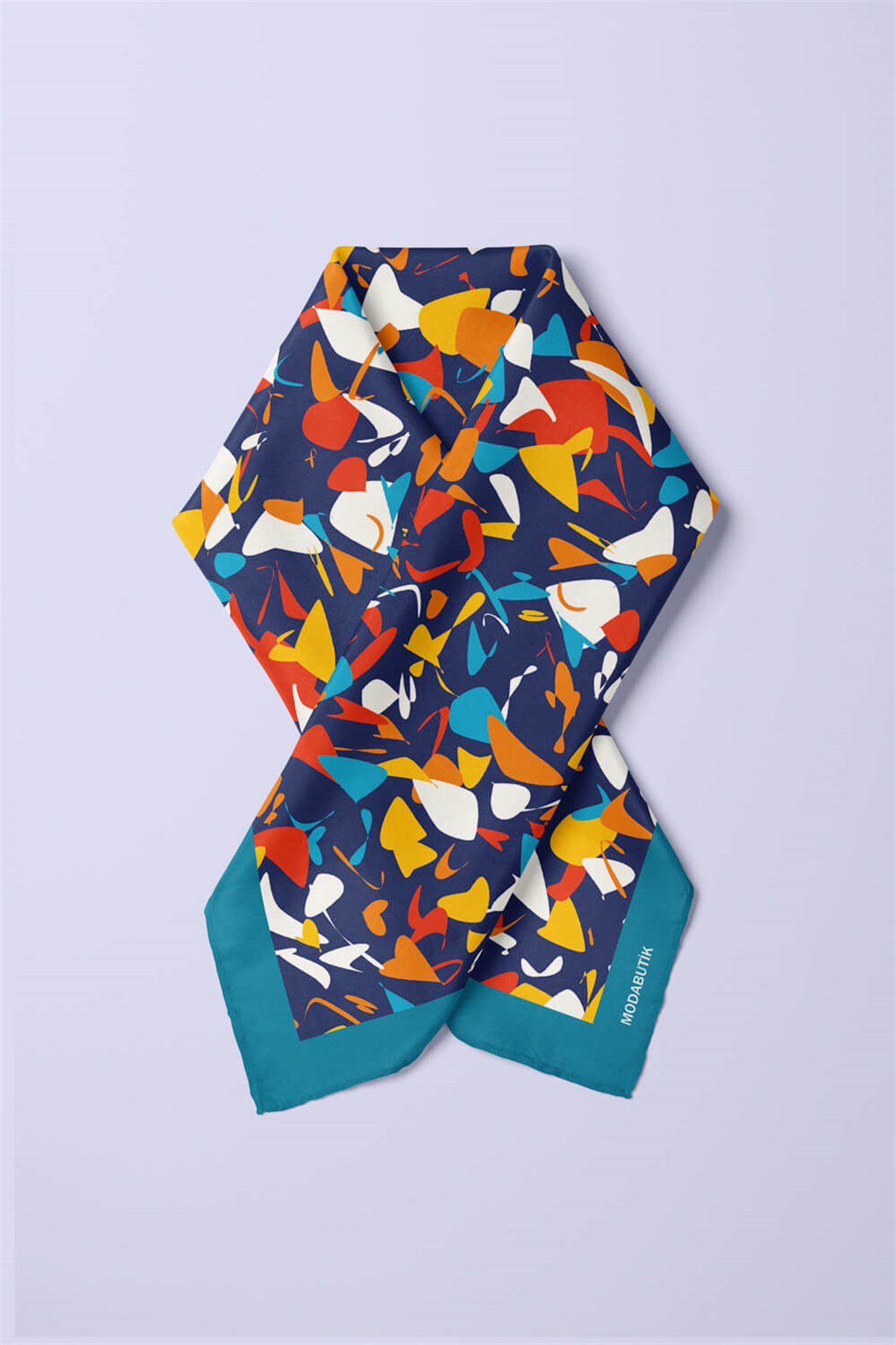 Violla D100 Kadın Mix Desenli Bandana 50x50 Lacivert DG0179-22