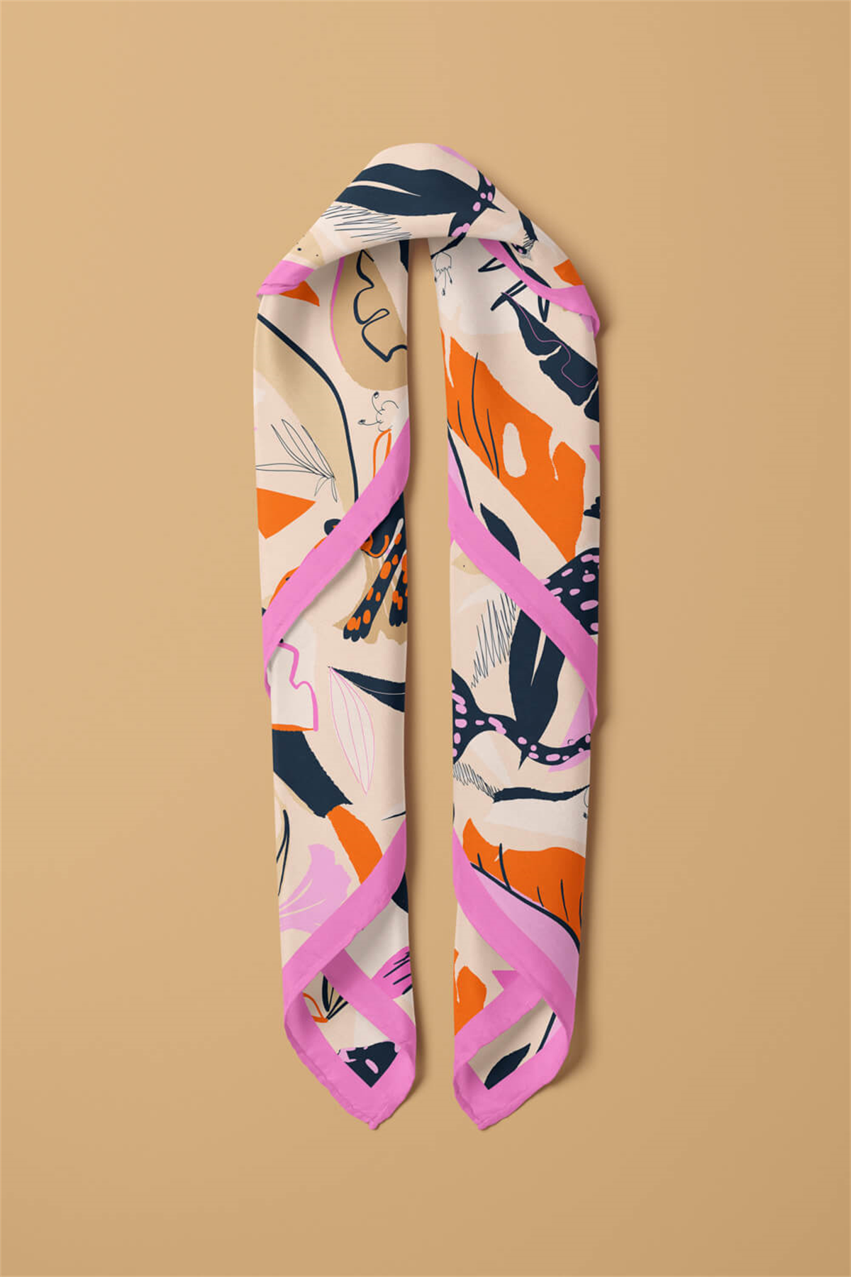 Saten İpek Kaplan Desenli Kadın Bandana