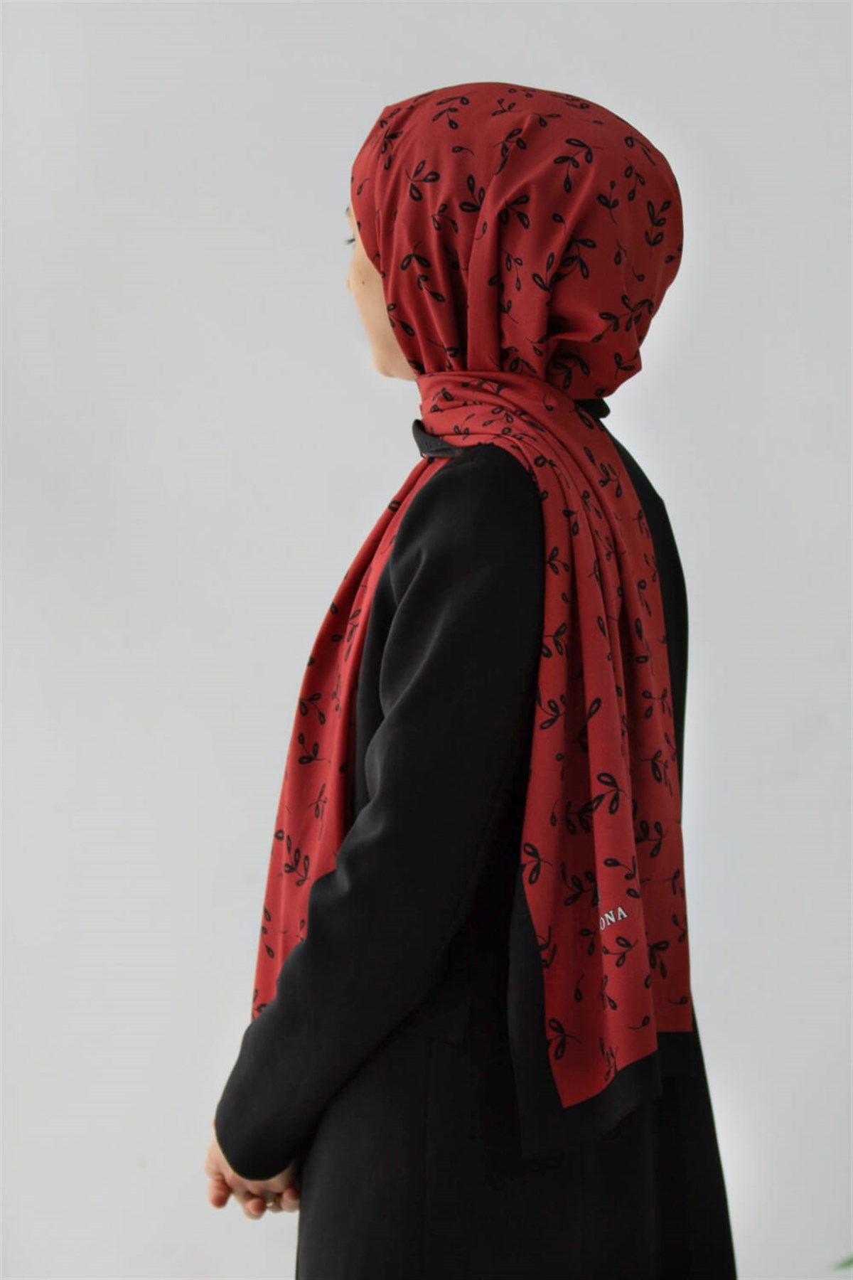 KREP YAPRAK DESENLİ BORDO RENKLİ 75X195 KIRIŞMAZ ŞAL