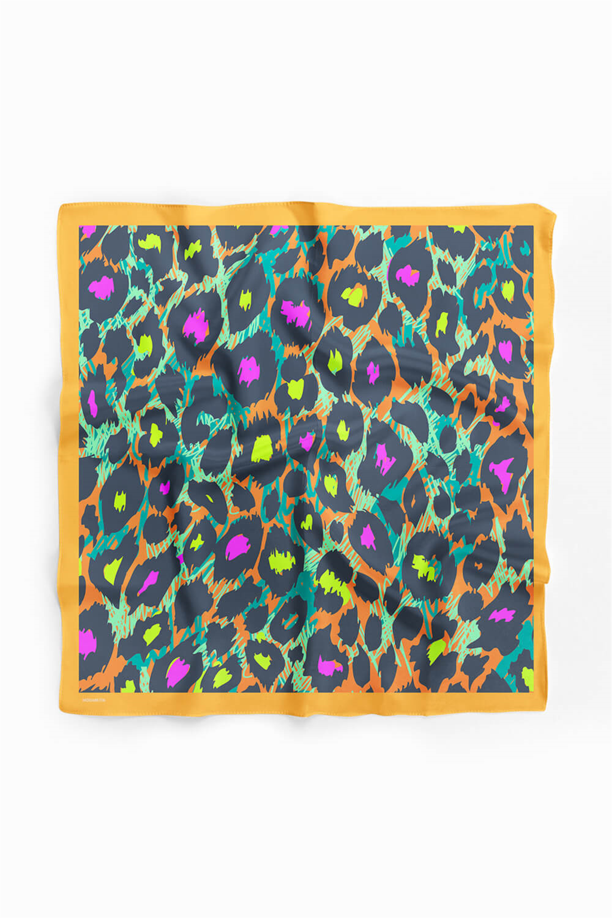 Z93 Kadın Yağlı Boya Desenli Bandana 50x50 Sarı Mavi DG0271-22 Snz