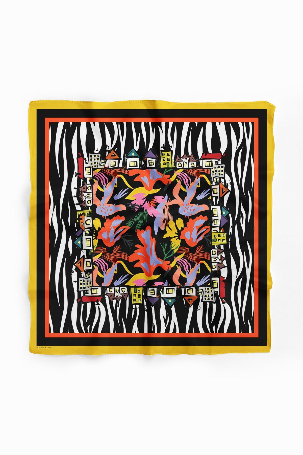 Violla C31 Kadın Zebra Siyah Beyaz Home Desenli 50x50 Bandana