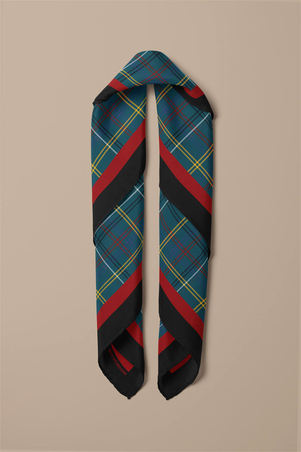 E59  Kadın Petrol Ekose Desenli 50x50 Bandana HYL DG0708-22