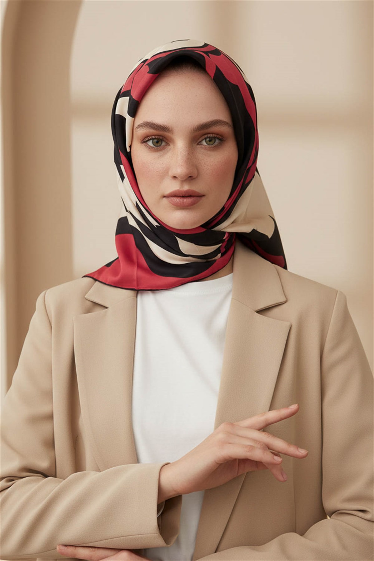 100% Twill İpek Dalga Desenli Siyah - Bordo Renkli 90x90 Dikim Şekli : El Dikişi Eşarp
