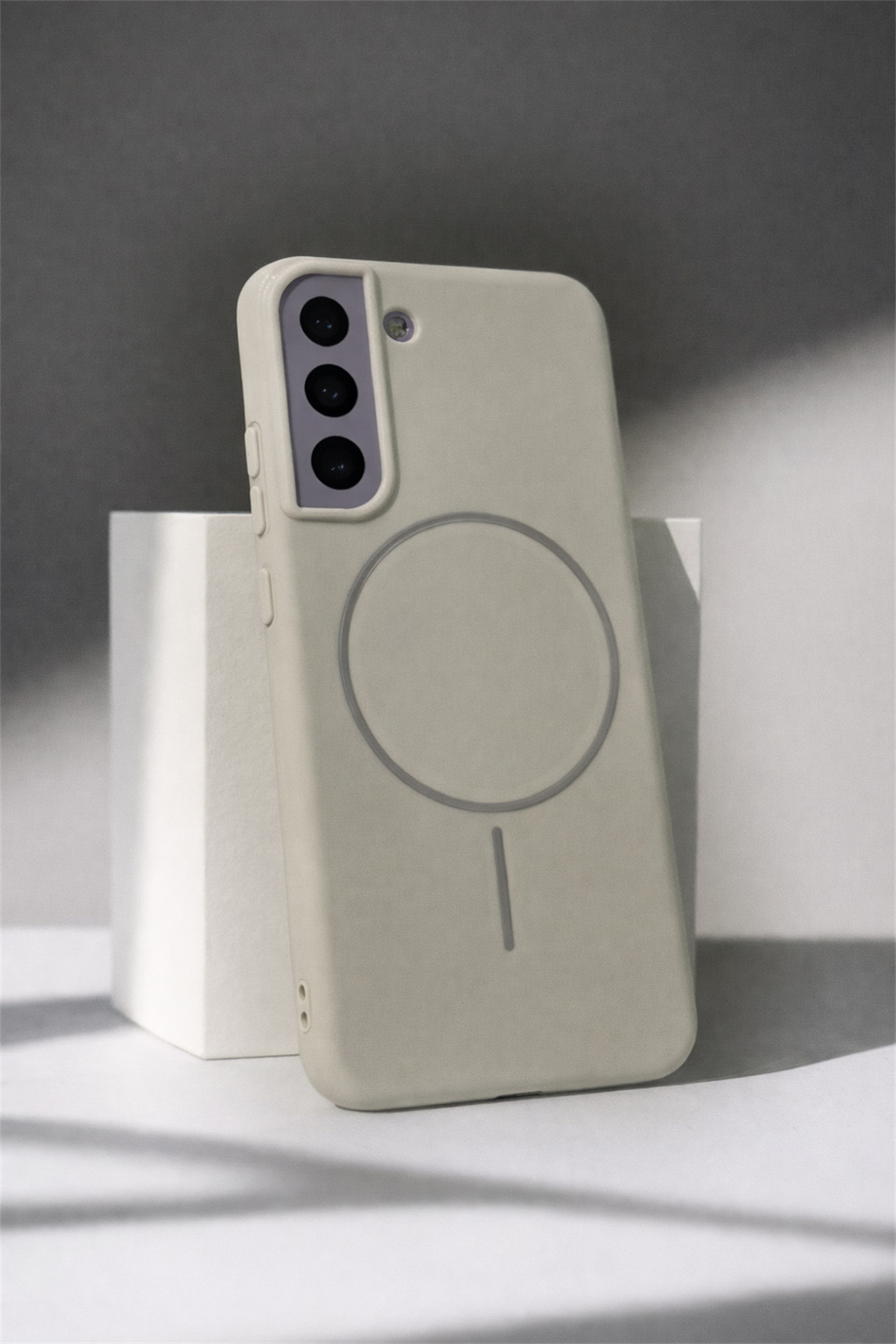 SAMSUNG Galaxy S22 Uyumlu İçi Kadife Magsafe Wireless Şarz Özellikli Taş Renkli Telefon Kılıfı