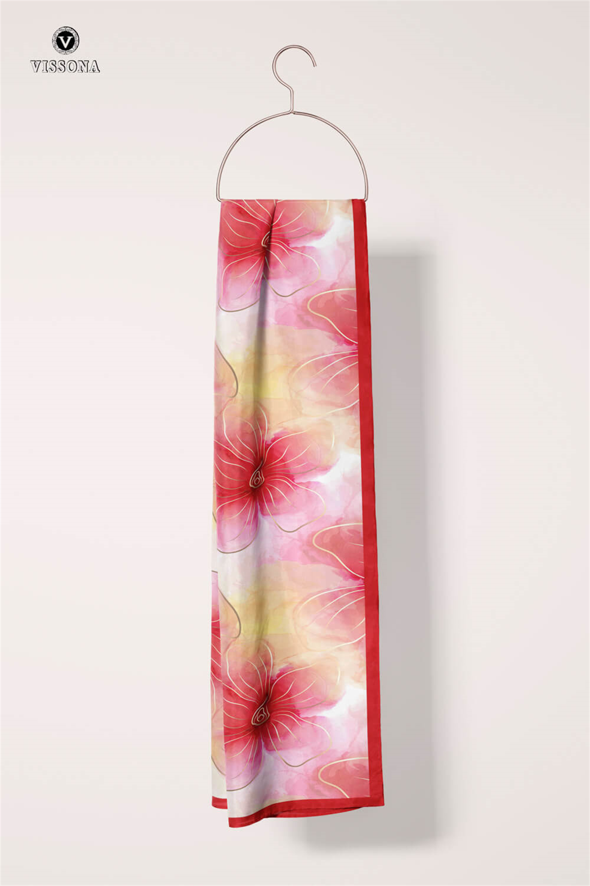 %100 İPEK ÇİÇEK DESENLİ KADIN FULAR 30X170