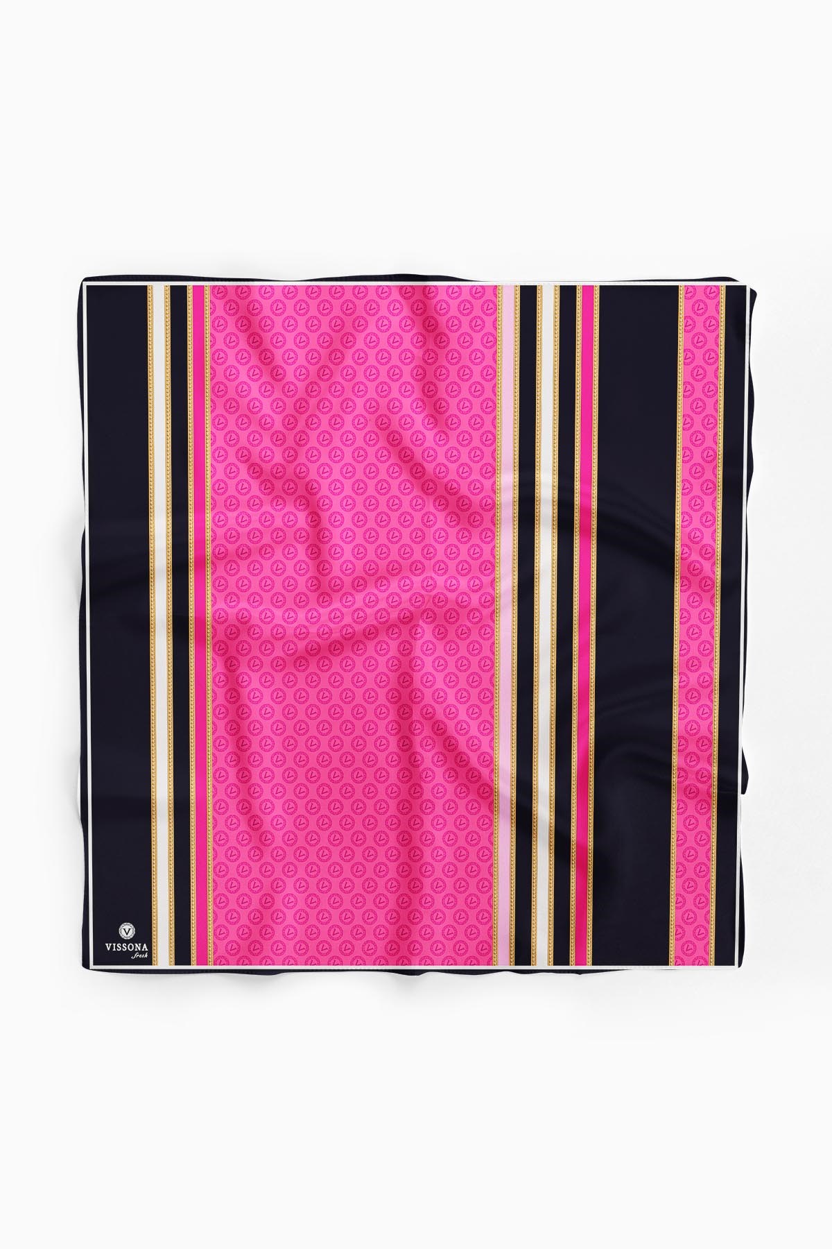 %100 İpek Kadın Desenli Bandana 80x80