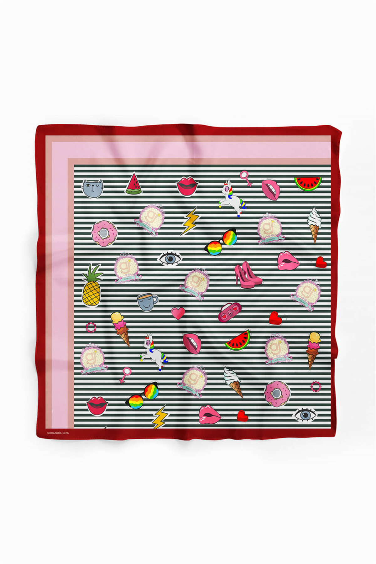 B98 Kadın Unicorn Desenli 50x50 Bandana HYL DG01076-22