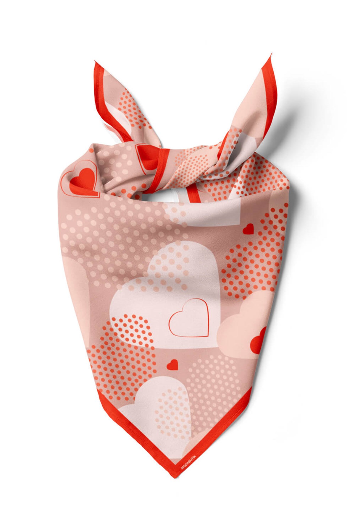 Violla Z20 Kadın Kalp Desenli Bandana 50x50 Pembe DG0266-22