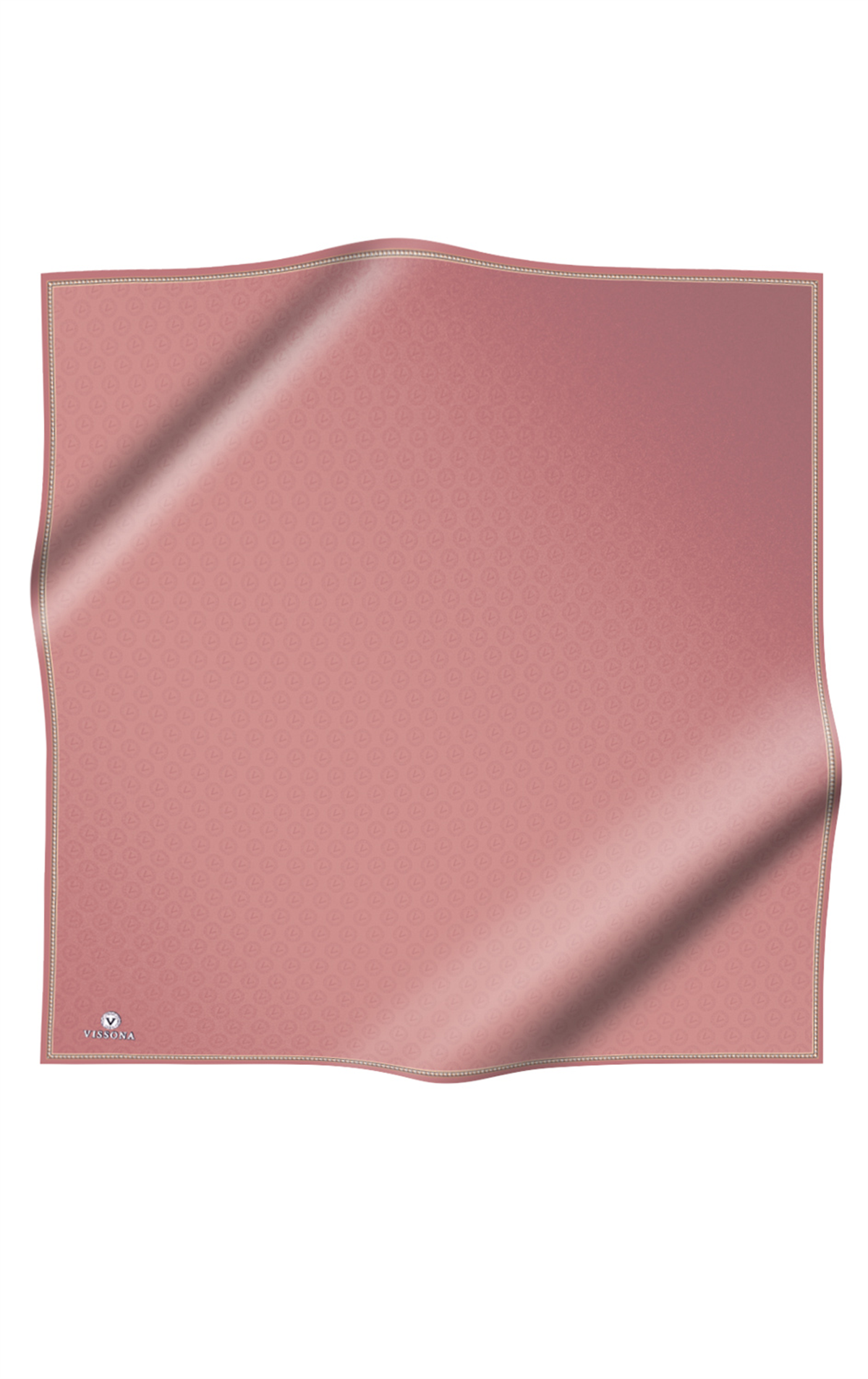 %100 Twill İpek Monogram Desenli Gül Kurusu Renkli 90x90 Eşarp Dikim Şekli : El Dikişi