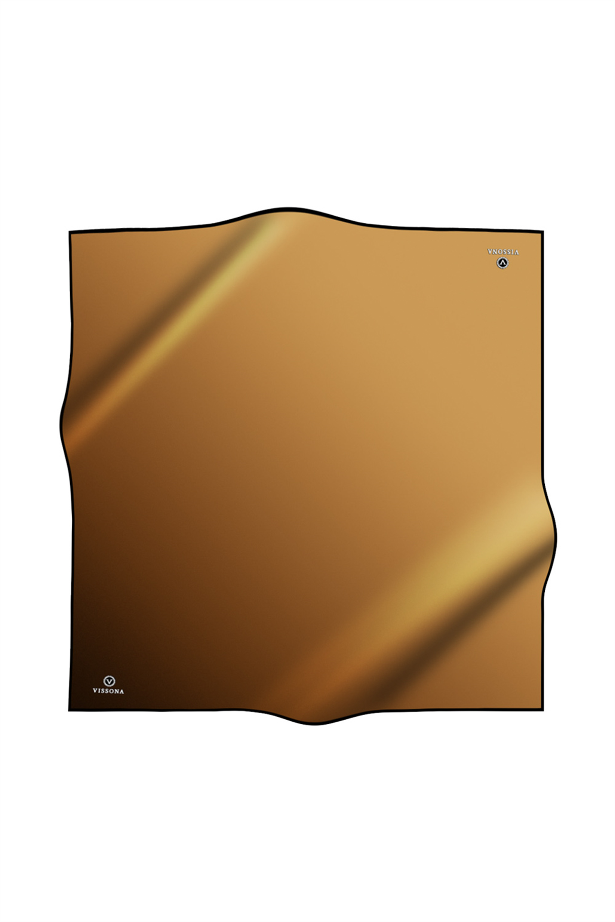 % 57 İPEK % 43 VİSKON Twill İpek Degrade Desenli Gold Renkli 90x90 Eşarp Dikim Şekli : El Dikişi