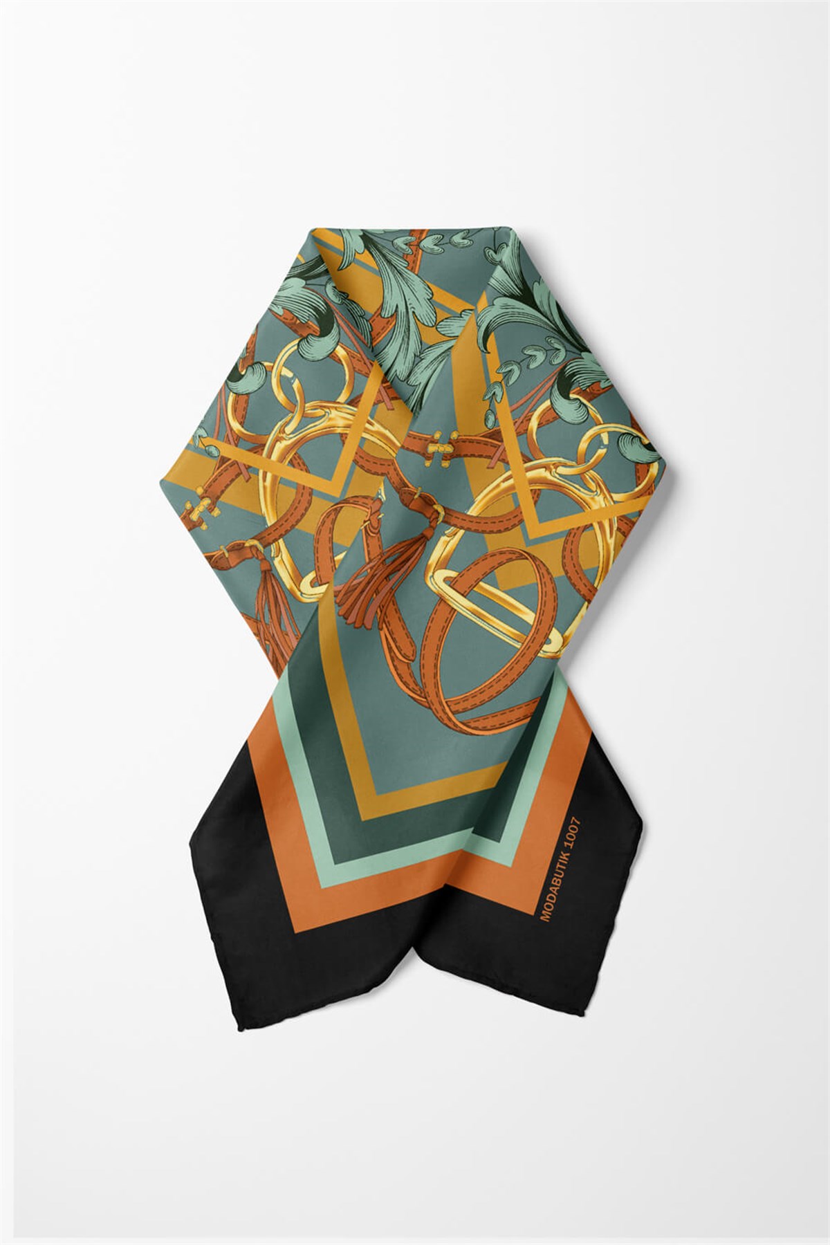 Violla Z12 Kadın Turuncu Hardal Sarısı İron Desenli 50x50 Bandana HYL DG01007-22