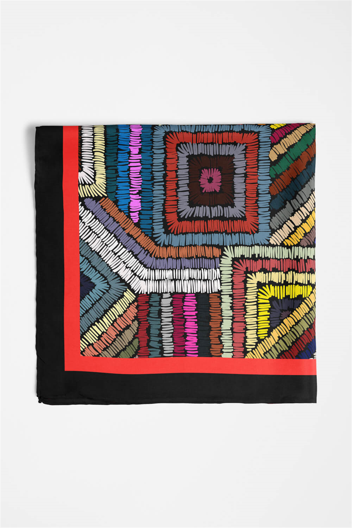 Kadın Çok Renkli Otantik  Desenli 50x50 Bandana HYL DG0788-22