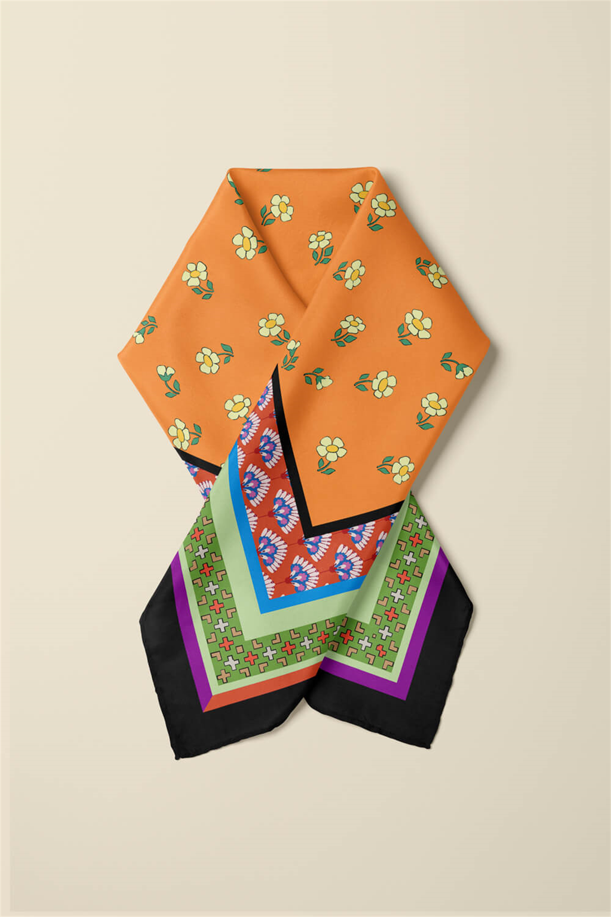 B10 RETRO ÇITIR ÇİÇEKLİ BANDANA DG12423