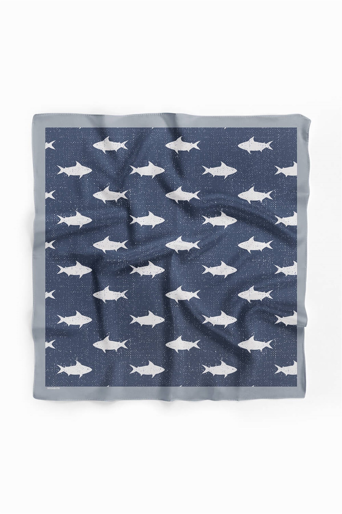 Violla Y59 Kadın Shark  Desenli Bandana 50x50 Mavi DG0134-22