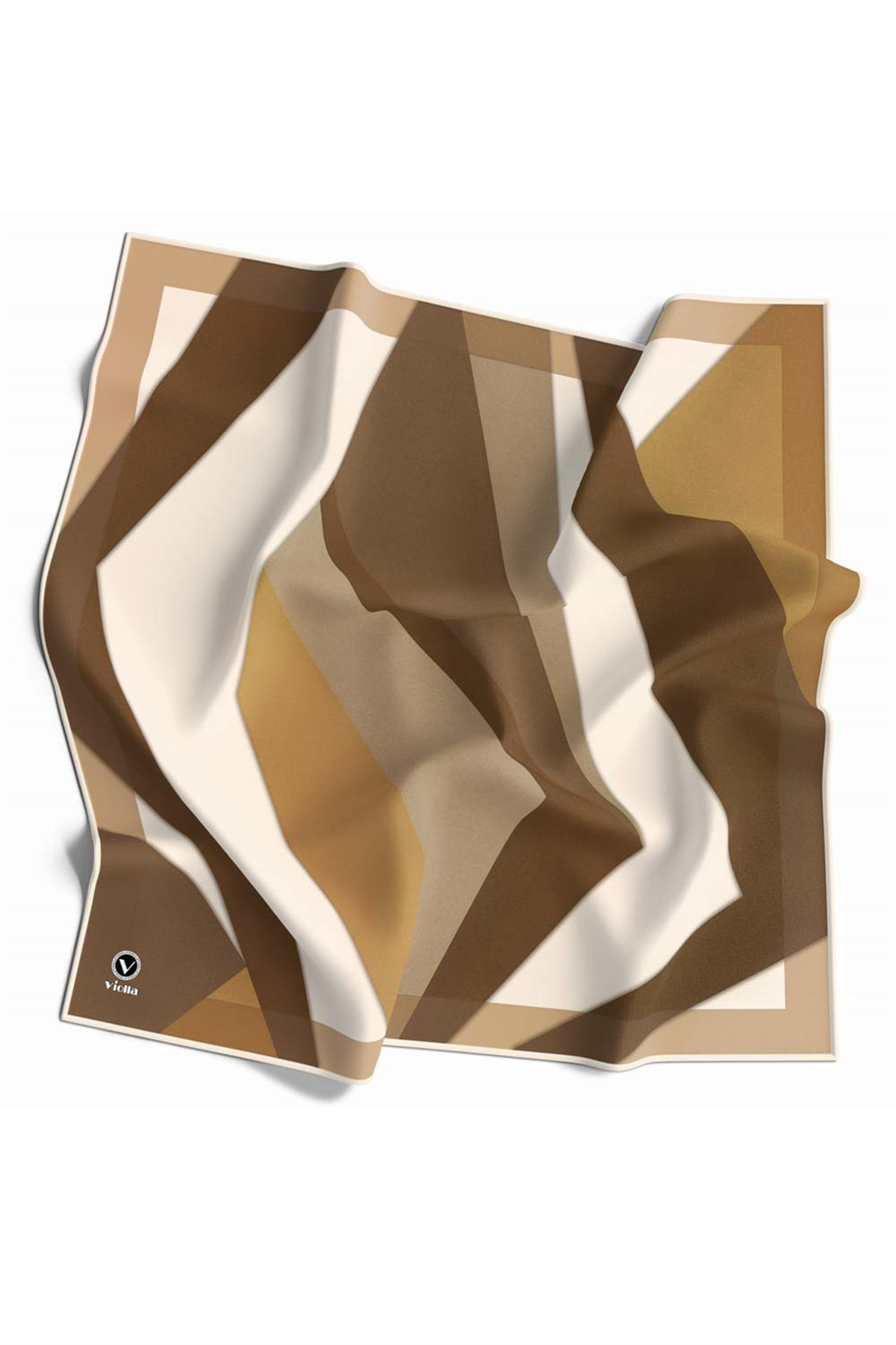 Twill Geometrik Desenli Vizon Renkli 90x90 Eşarp (İpek İçermez) Dikim Şekli : El Dikişi