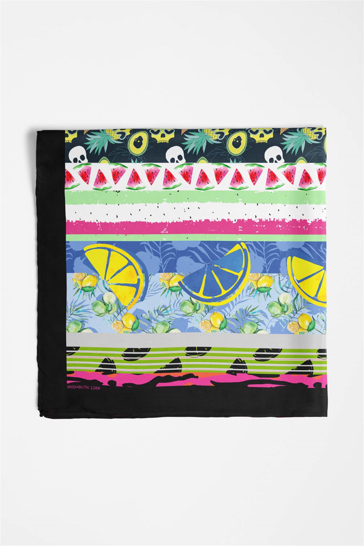 Violla Z25 Kadın Yeşil Meyve Desenli 50x50 Bandana HYL DG01266-22