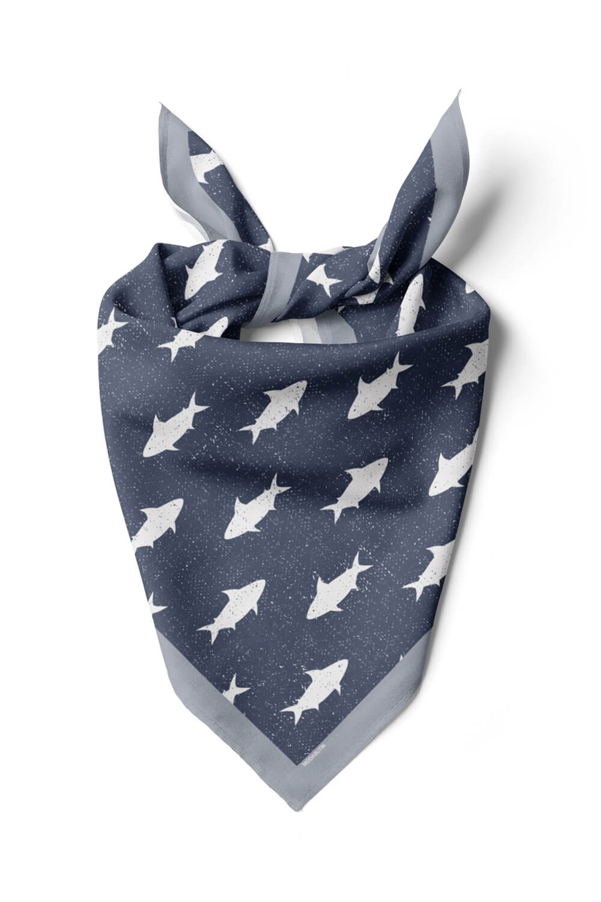 Y59 Kadın Shark  Desenli Bandana 50x50 Mavi DG0134-22