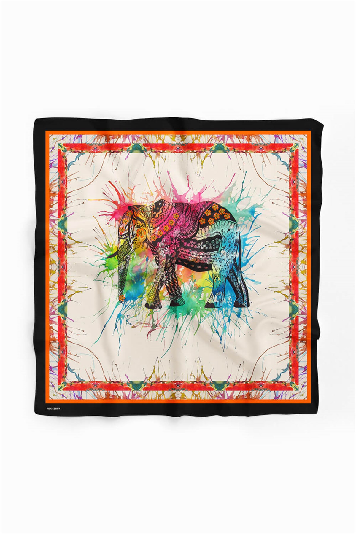 Violla V8 Kadın Fil Desenli Bandana 50x50 Kırmızı DG0208-22