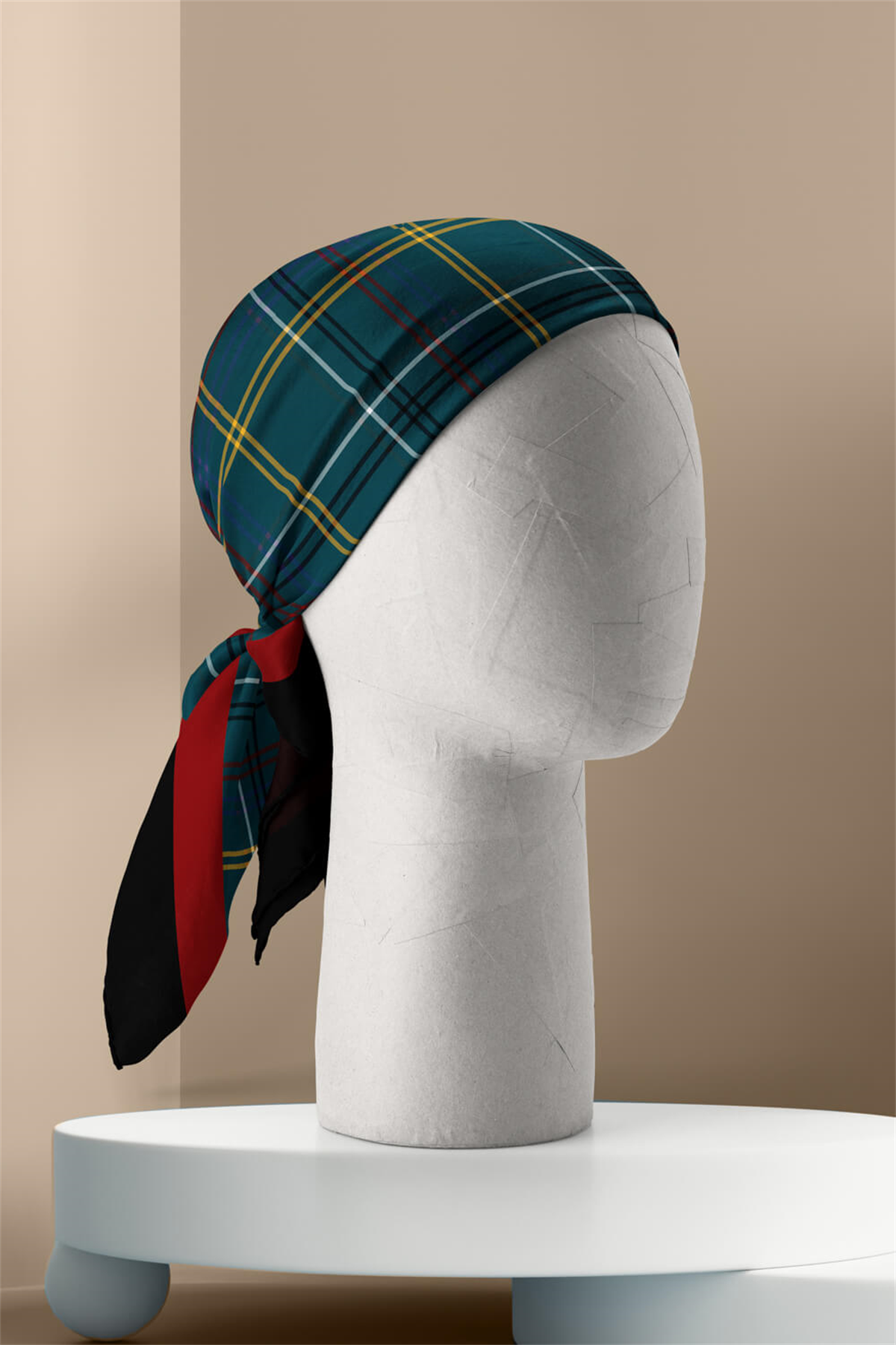 E59  Kadın Petrol Ekose Desenli 50x50 Bandana HYL DG0708-22